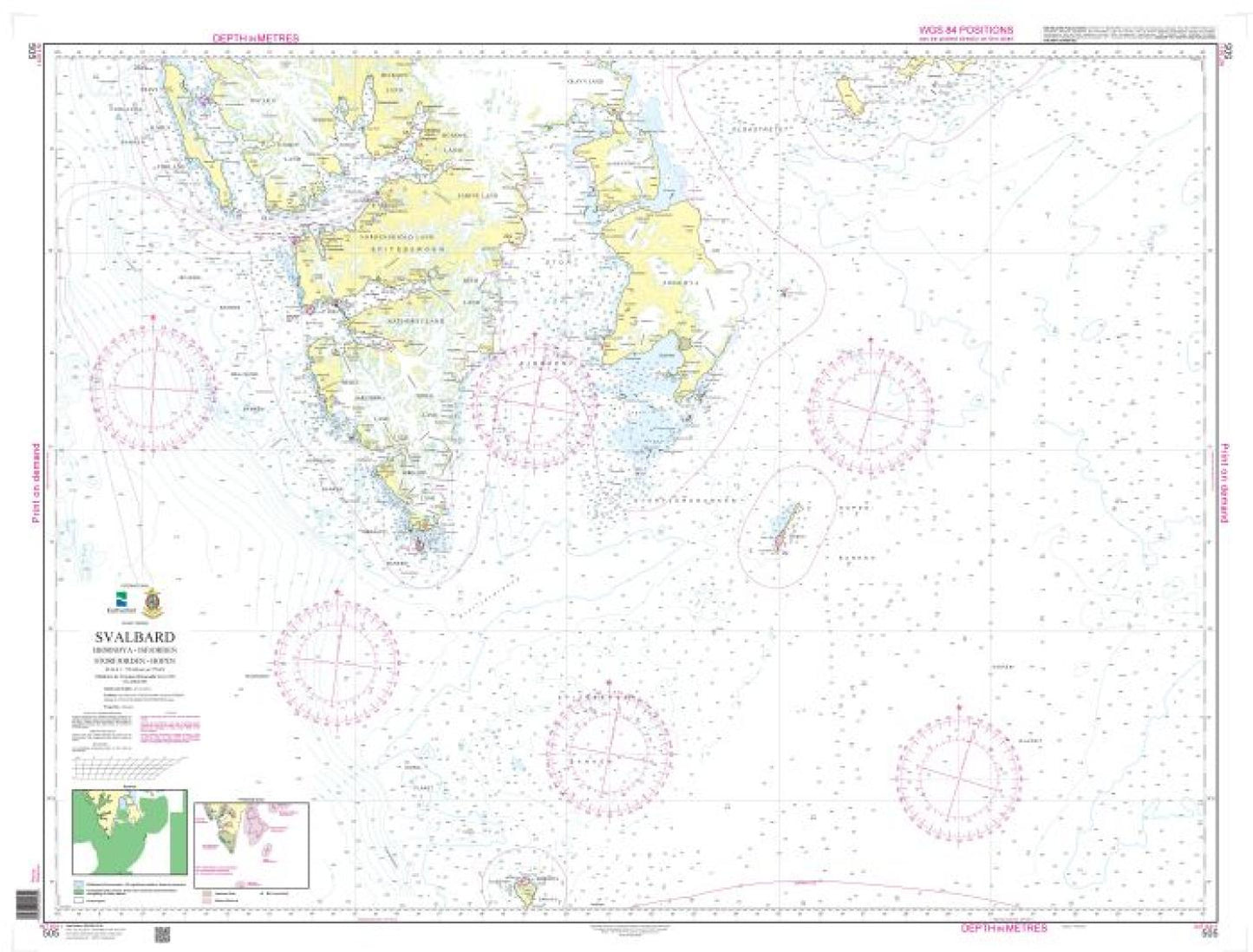 Svalbard. Bjørnøya - Isfjorden - Storfjorden - Hopen - 505 - Norway Kartverket Nautical Charts