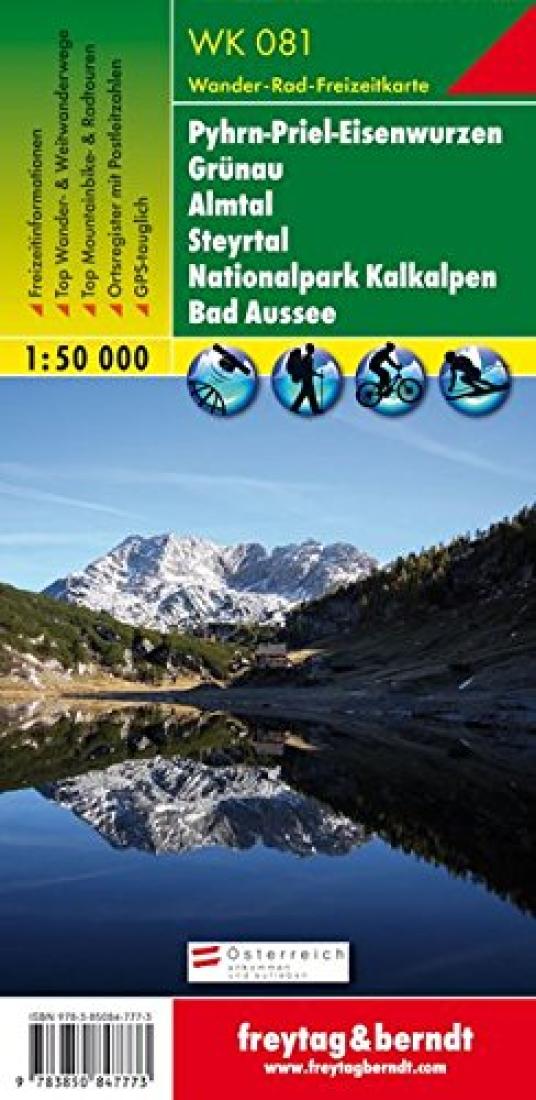 Pyhrn-Priel-Eisenwurzen : Grunau : Almtal : Steyrtal : National Park Kalkalpen : Bad Aussee      Hiking-Cycling-Leisure map, 1:50,000