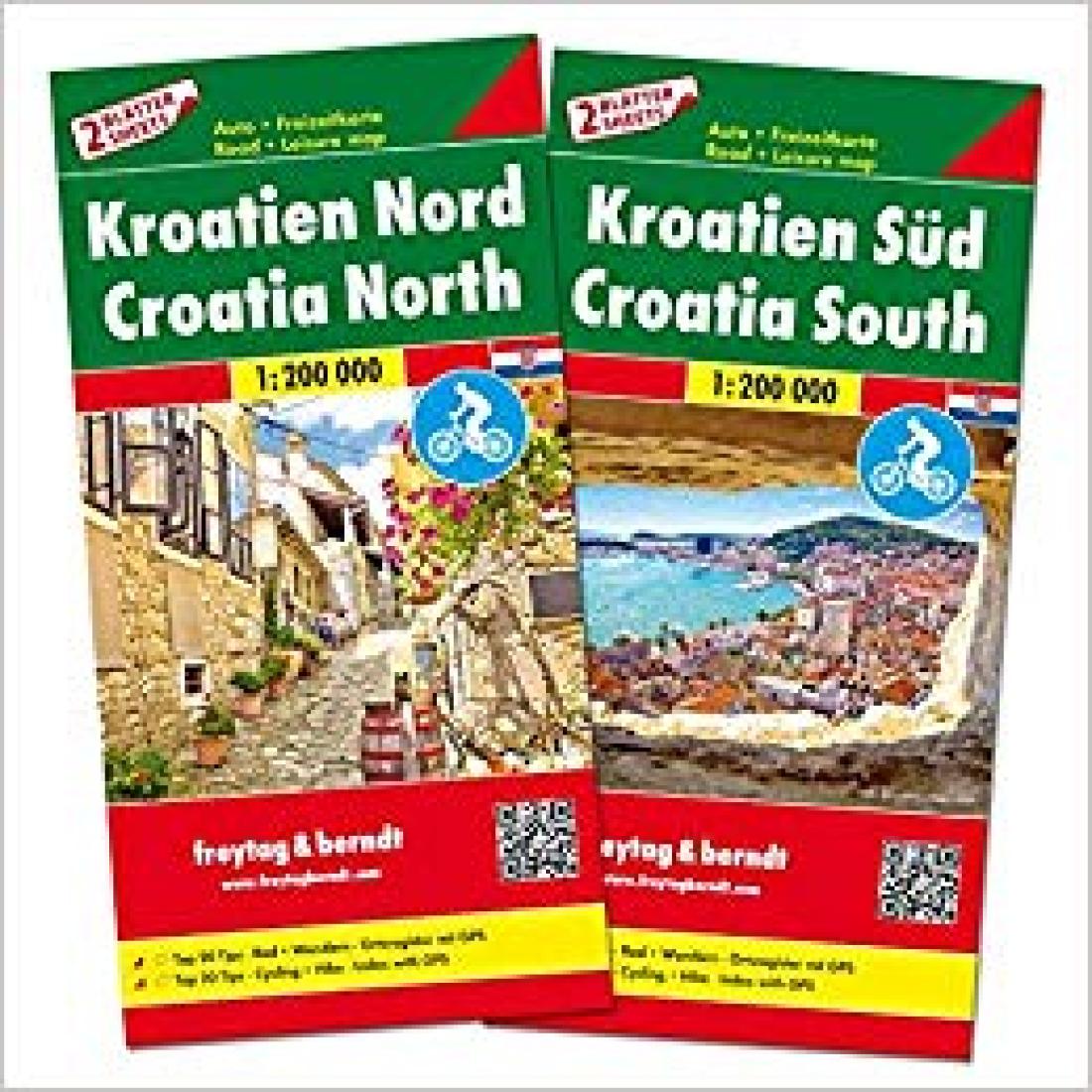 Croatia north, Croatia south : road + leisure map, 1:200 000 = Kroatien nord, Kroatien süd : auto + freizeitführer, 1:200 000 = Hrvatska siever, Hrvatska jug : auto + turistièka karta, 1:200 000 = Croazia della nord, Croazia della sud : carta stradal
