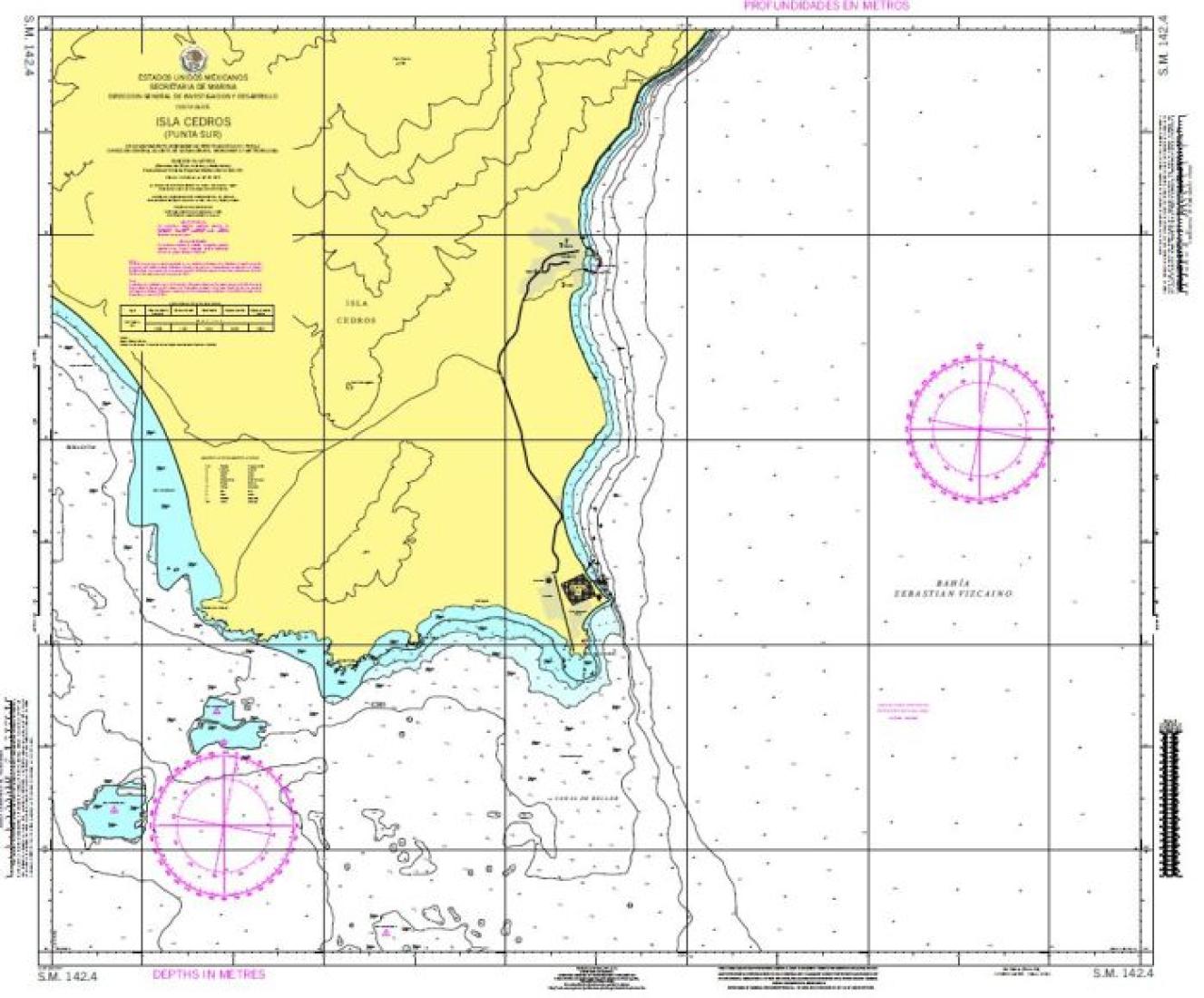 ISLA CEDROS (PUNTA SUR) - 142.4 - Mexico Nautical Charts by SEMAR
