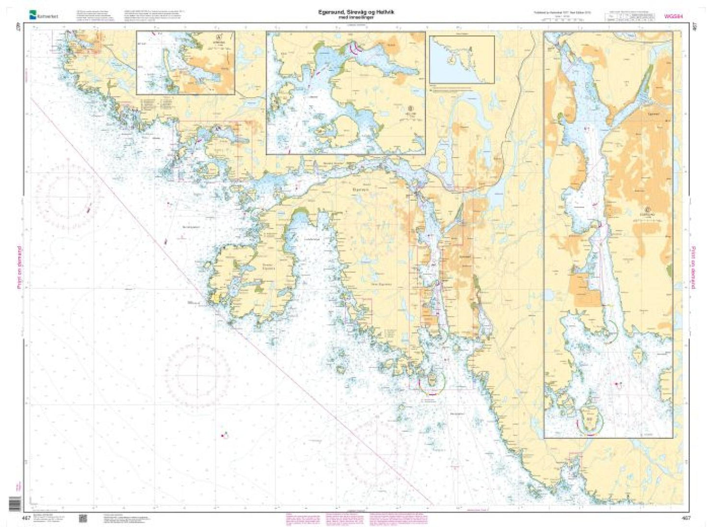 Egersund havn, Sirevåg og Hellvik med innseilinger - 467 - Norway Kartverket Nautical Charts