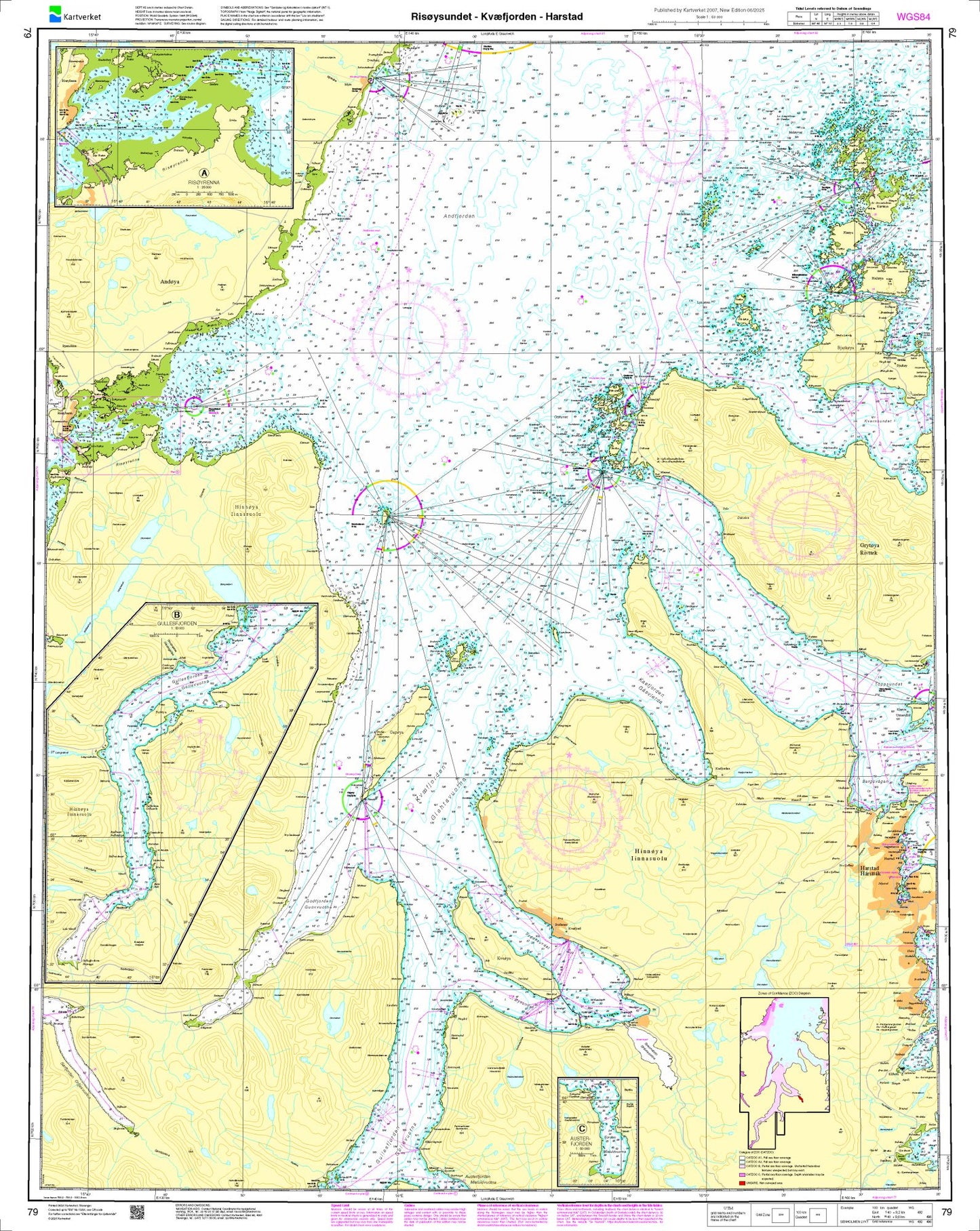 Risøysundet - Kvæfjorden - Harstad - 79 - Norway Kartverket Nautical Charts