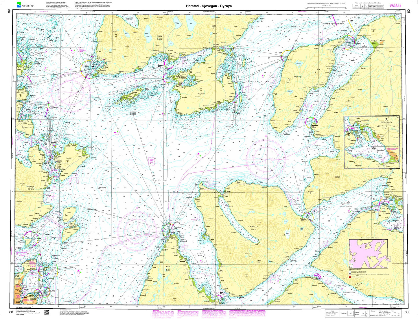 Harstad - Sjøvegan - Dyrøya - 80 - Norway Kartverket Nautical Charts