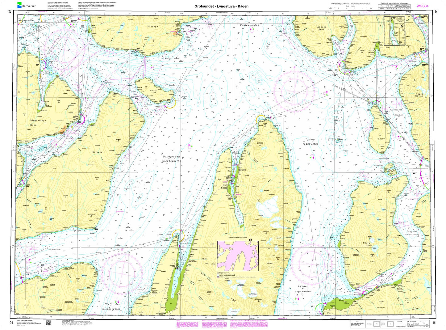 Grøtsundet - Lyngstuva - Kågen - 91 - Norway Kartverket Nautical Charts