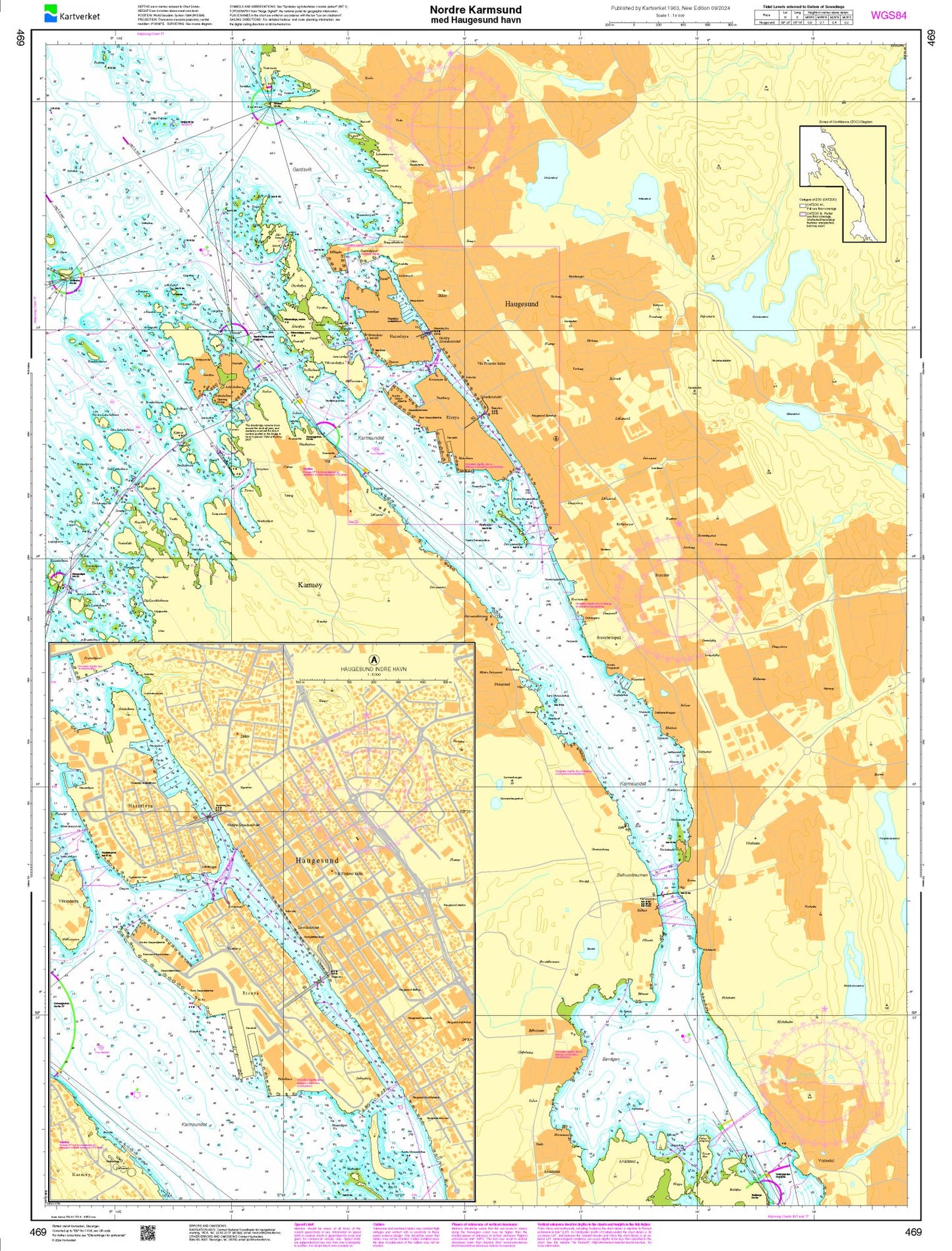 Nordre Karmsund med Haugesund havn - 469 - Norway Kartverket Nautical Charts