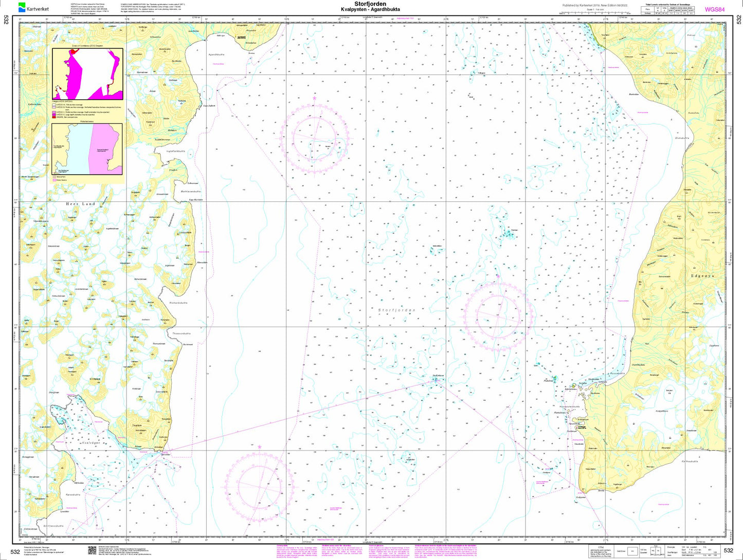 Storfjorden, Kvalpynten - Agardhbukta - 532 - Norway Kartverket Nautical Charts