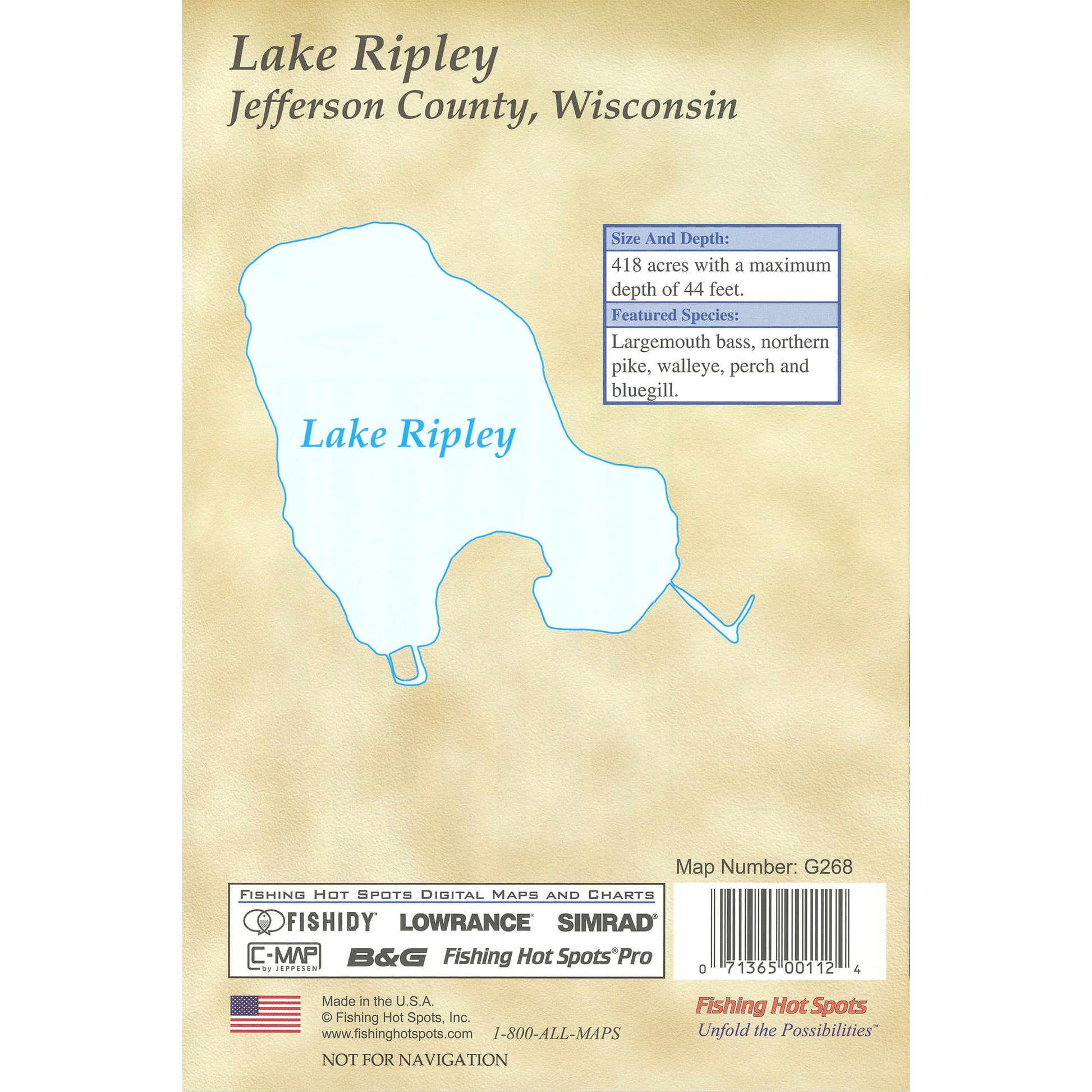 Lake Ripley Fishing Map (Jefferson Co)