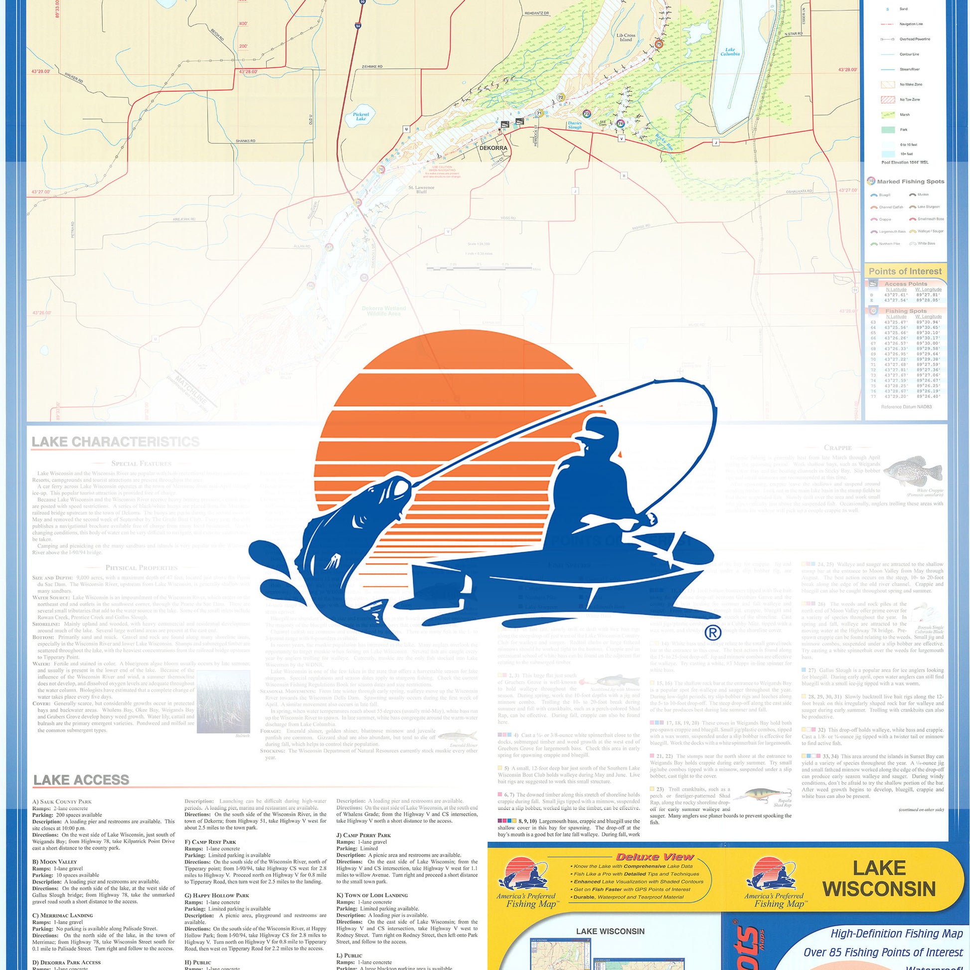 Lake Wisconsin Fishing Map (Columbia Co)