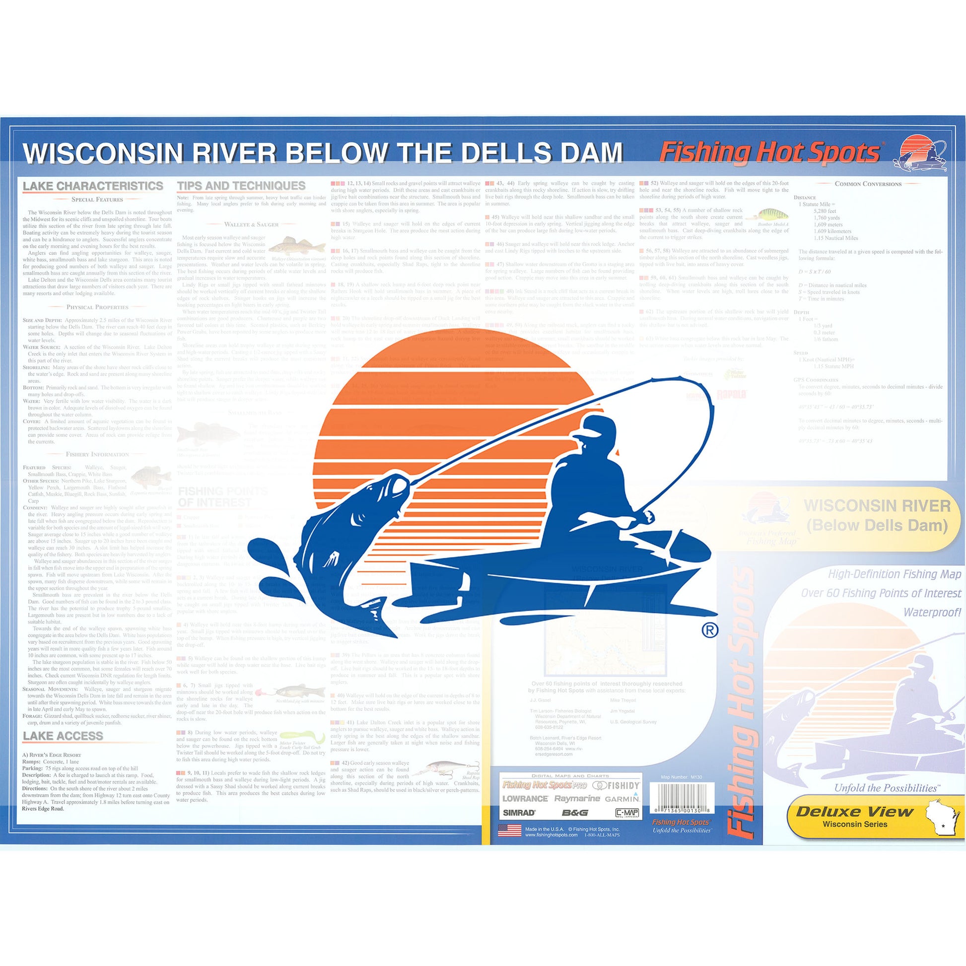 Wisconsin River-Below WI Dells Dam (Columbia Co) Fishing Map