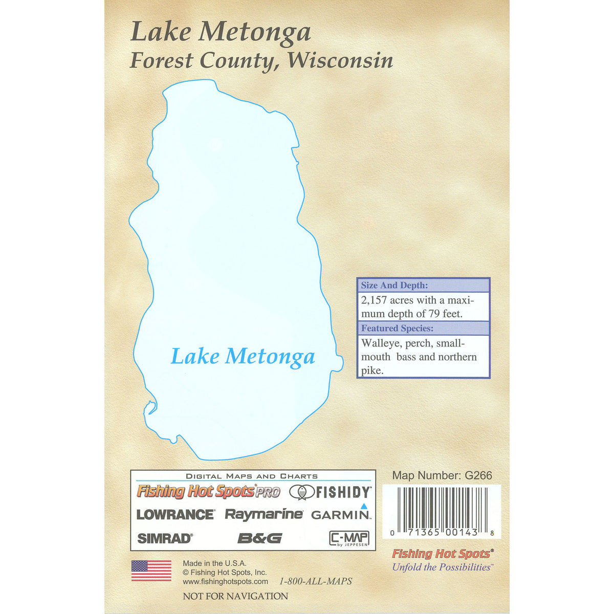 Metonga Lake Fishing Map (Forest Co)