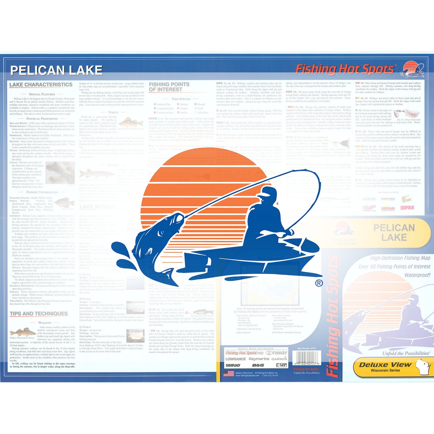 Pelican Lake (Oneida Co., WI) Fishing Map