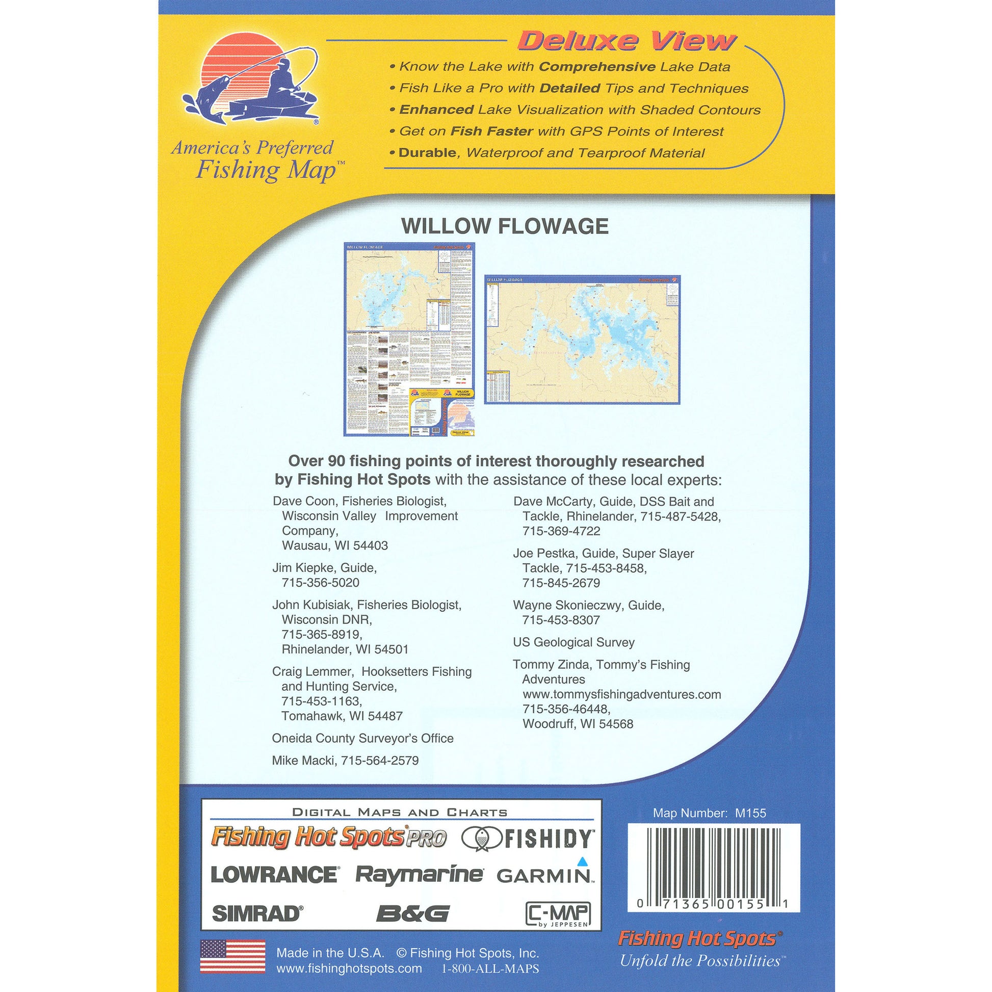 Willow Flowage (Oneida Co) Fishing Map