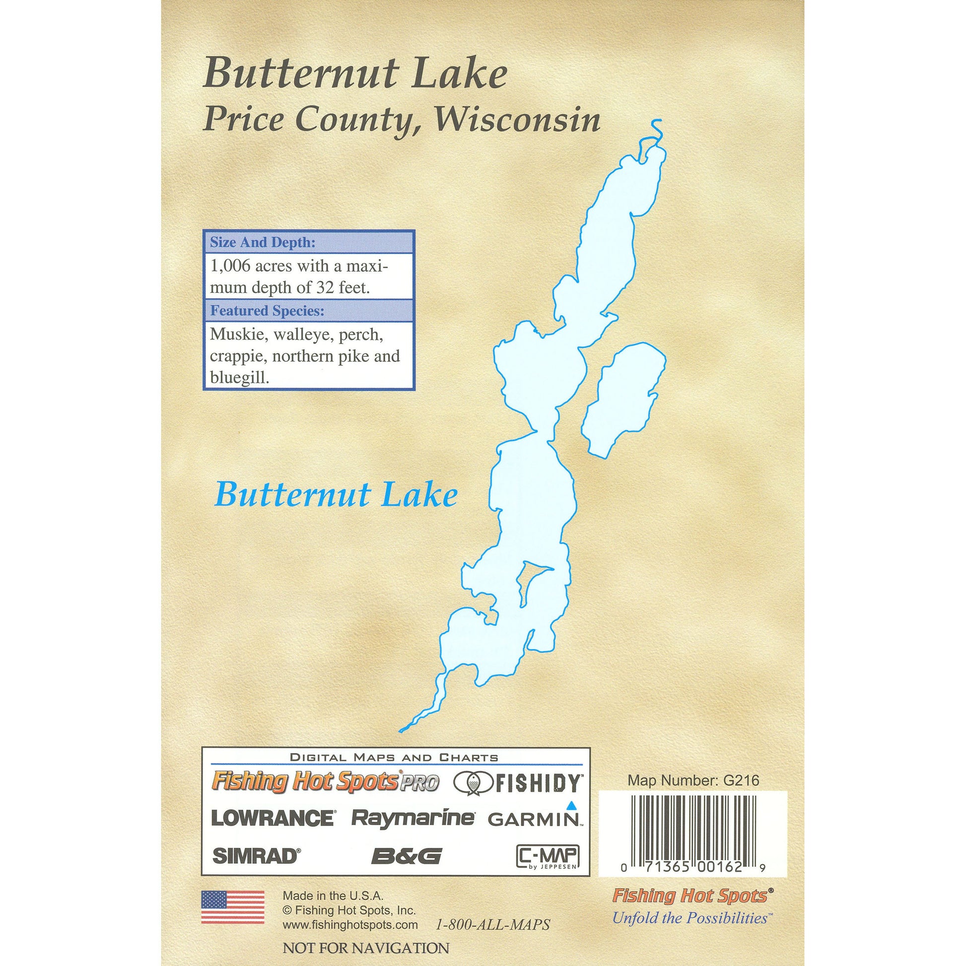 Butternut Lake (Price Co) Fishing Map