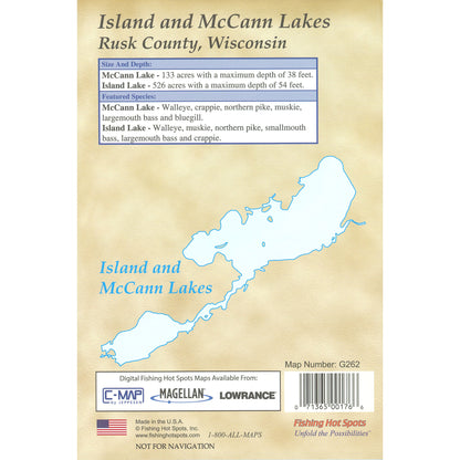 Island/McCann Lakes (Rusk Co) Fishing Map