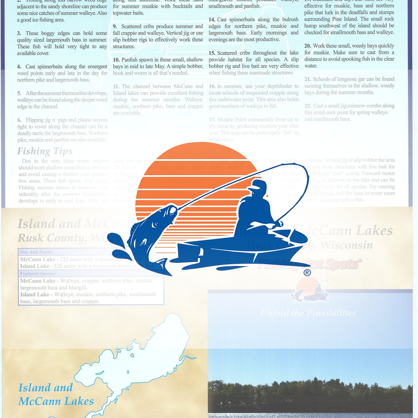 Island/McCann Lakes (Rusk Co) Fishing Map