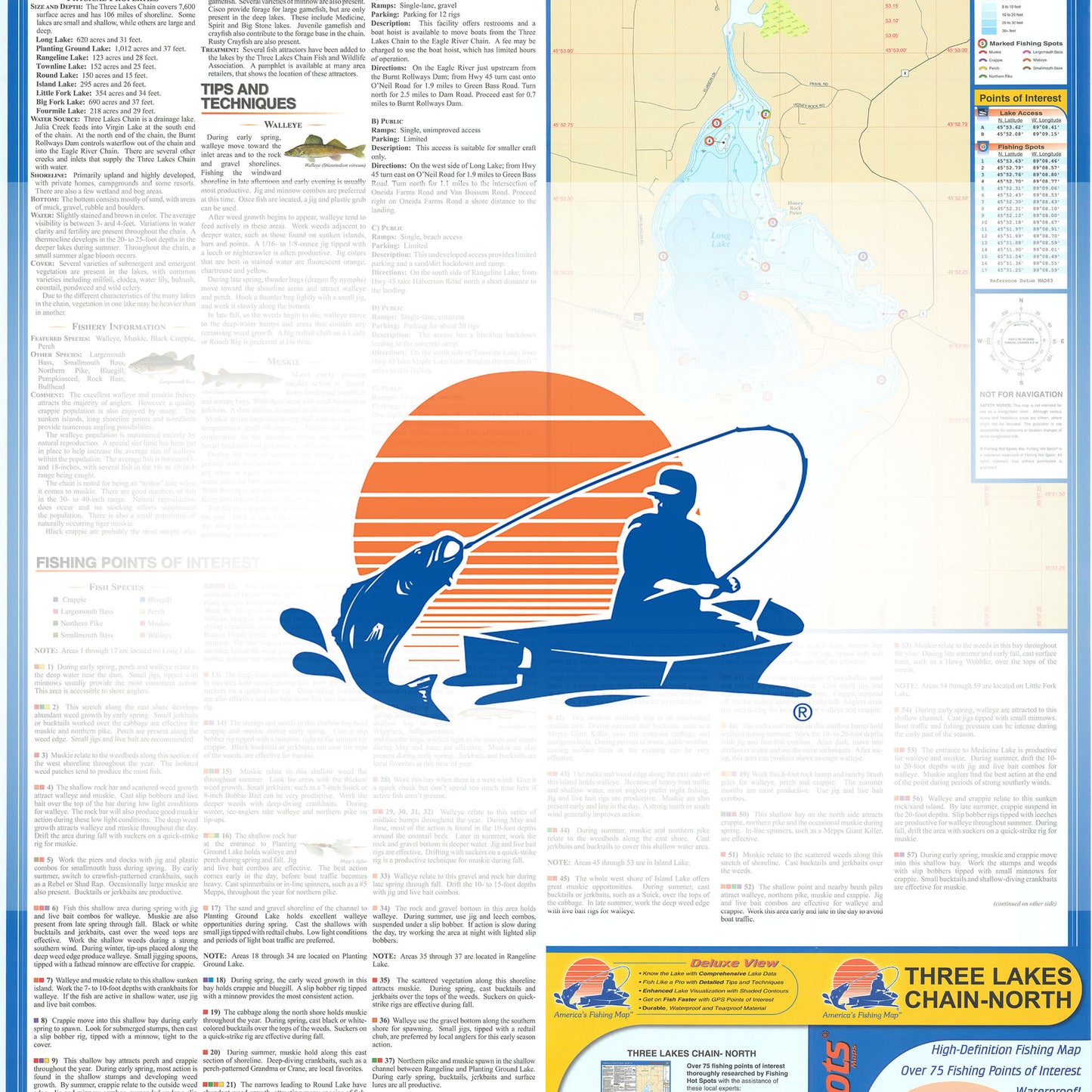 Three Lakes Chain-North (Oneida Co) Fishing Map