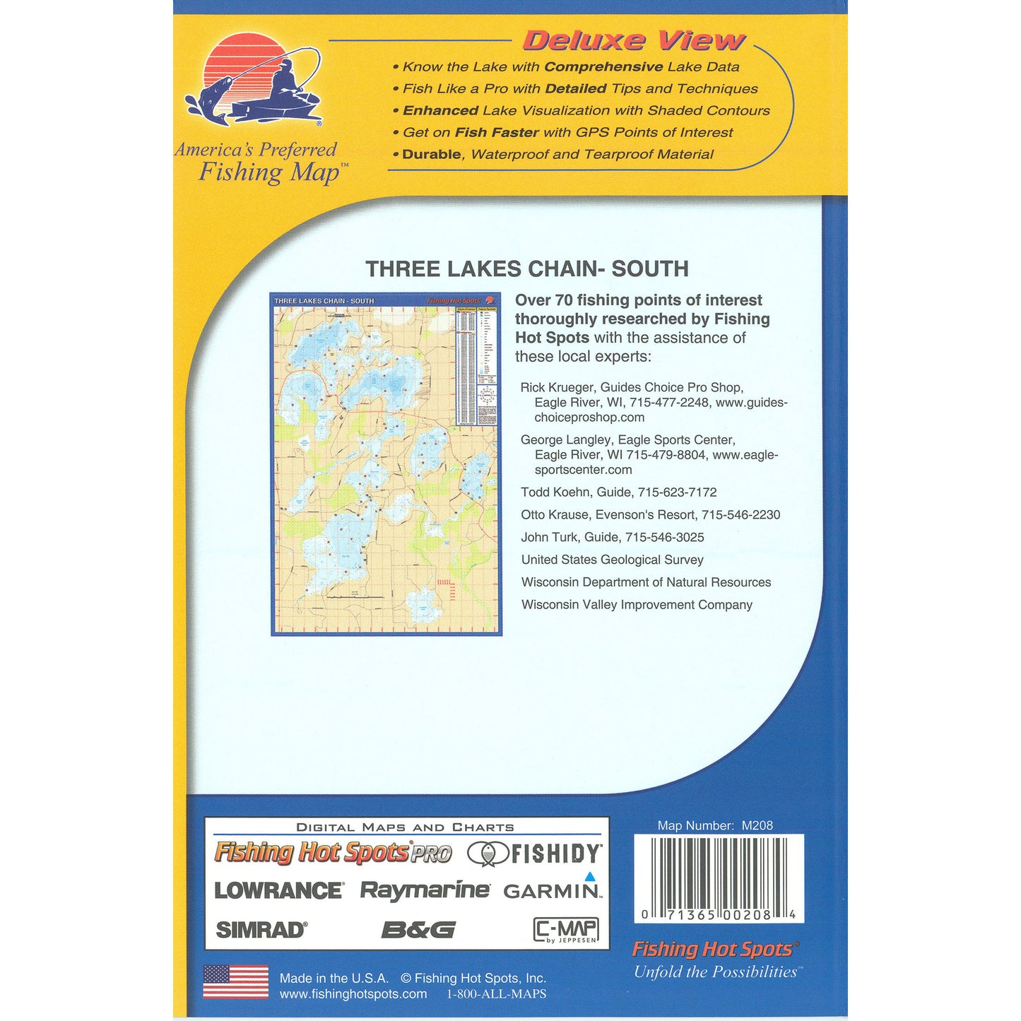 Three Lakes Chain-South (Oneida Co) Fishing Map