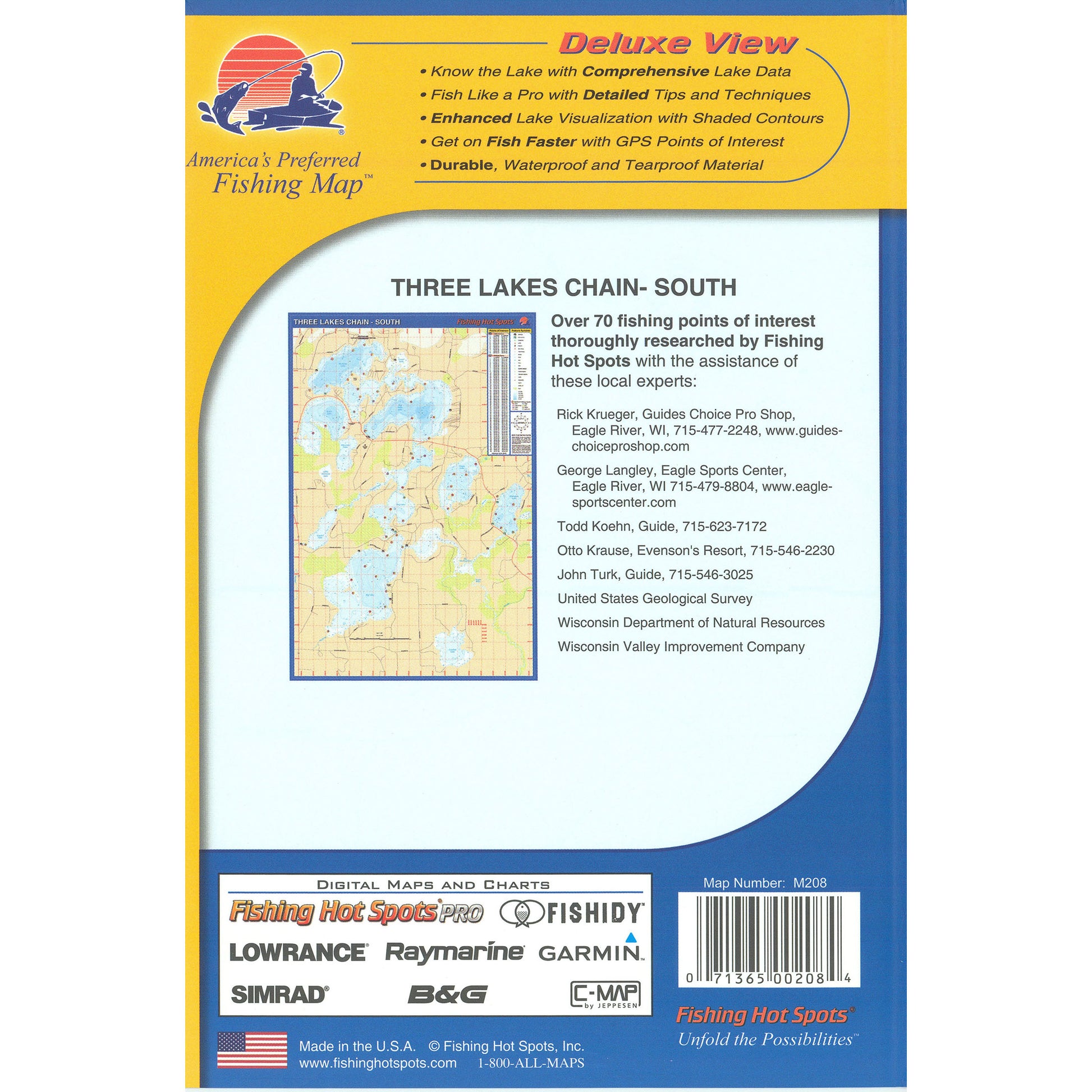 Three Lakes Chain-South (Oneida Co) Fishing Map