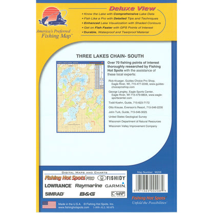 Three Lakes Chain-South (Oneida Co) Fishing Map