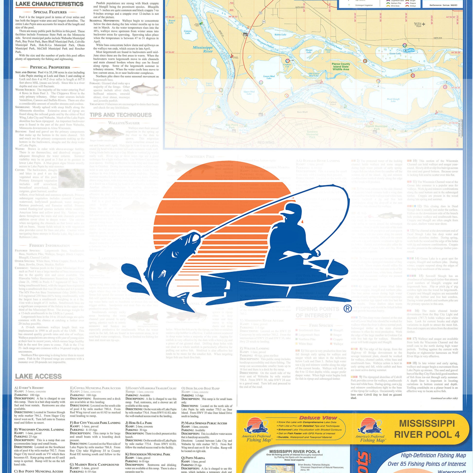 Mississippi River-Pool 4 Fishing Map (includes Pepin - WI/MN)