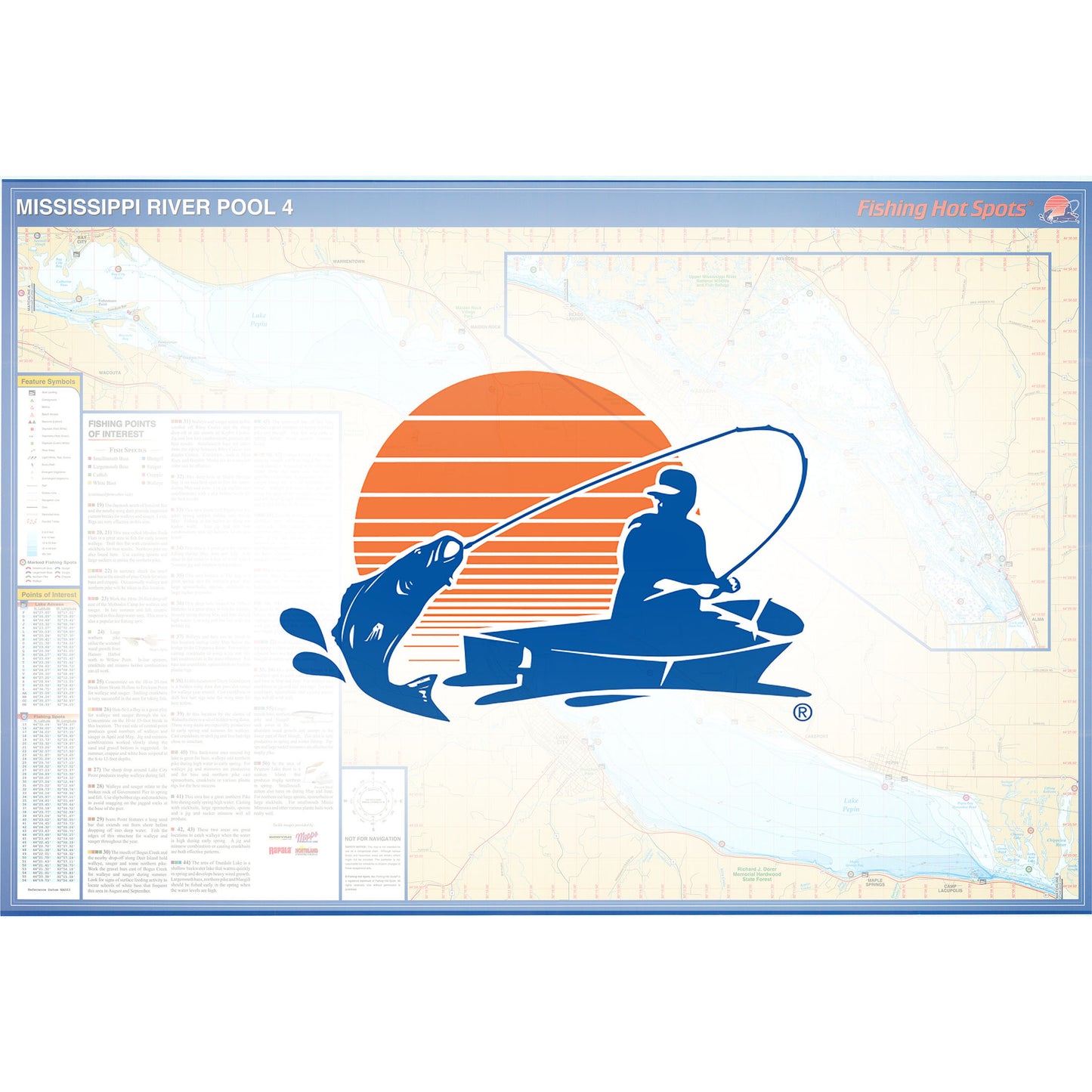 Mississippi River-Pool 4 Fishing Map (includes Pepin - WI/MN)