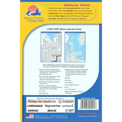 Lake Erie Fishing Map - Bass Islands Area Fishing Map