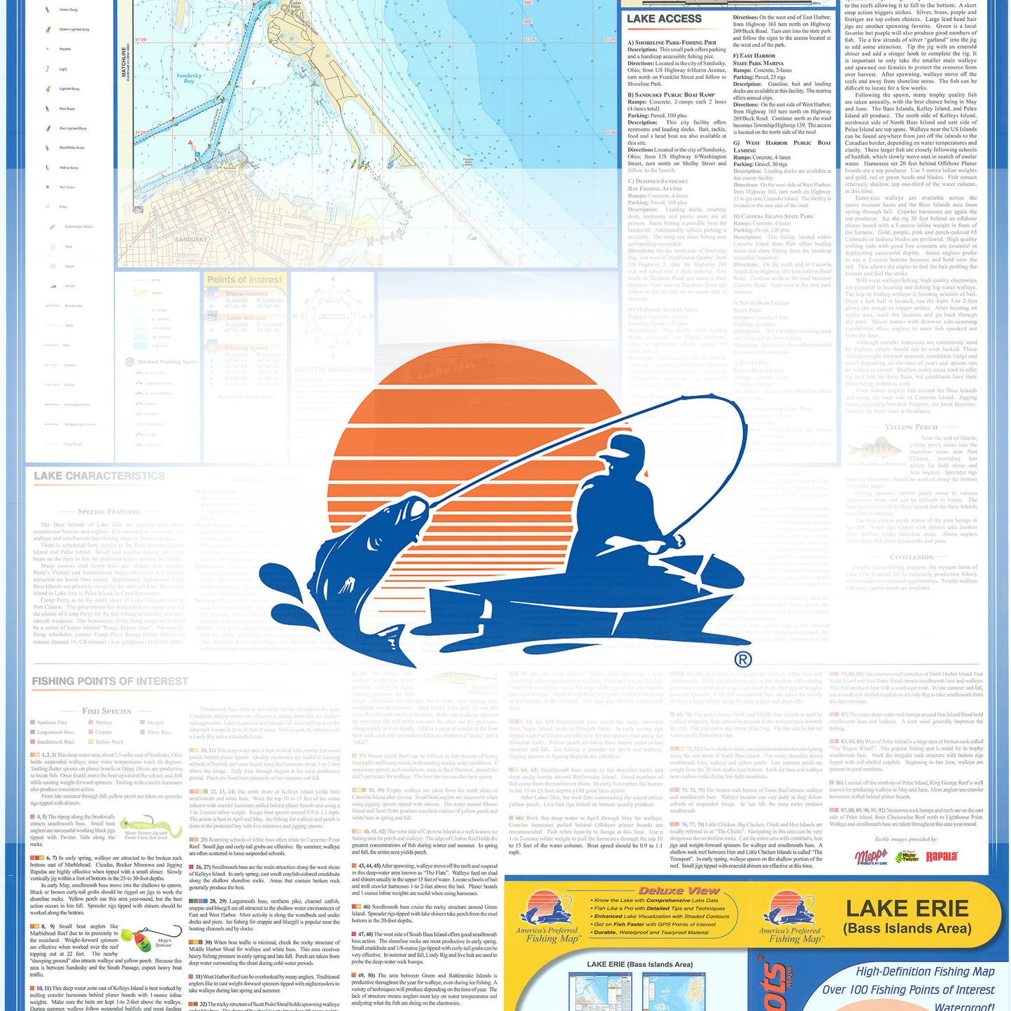 Lake Erie Fishing Map - Bass Islands Area Fishing Map