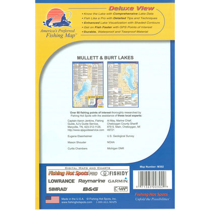 Mullett & Burt Lakes Fishing Map