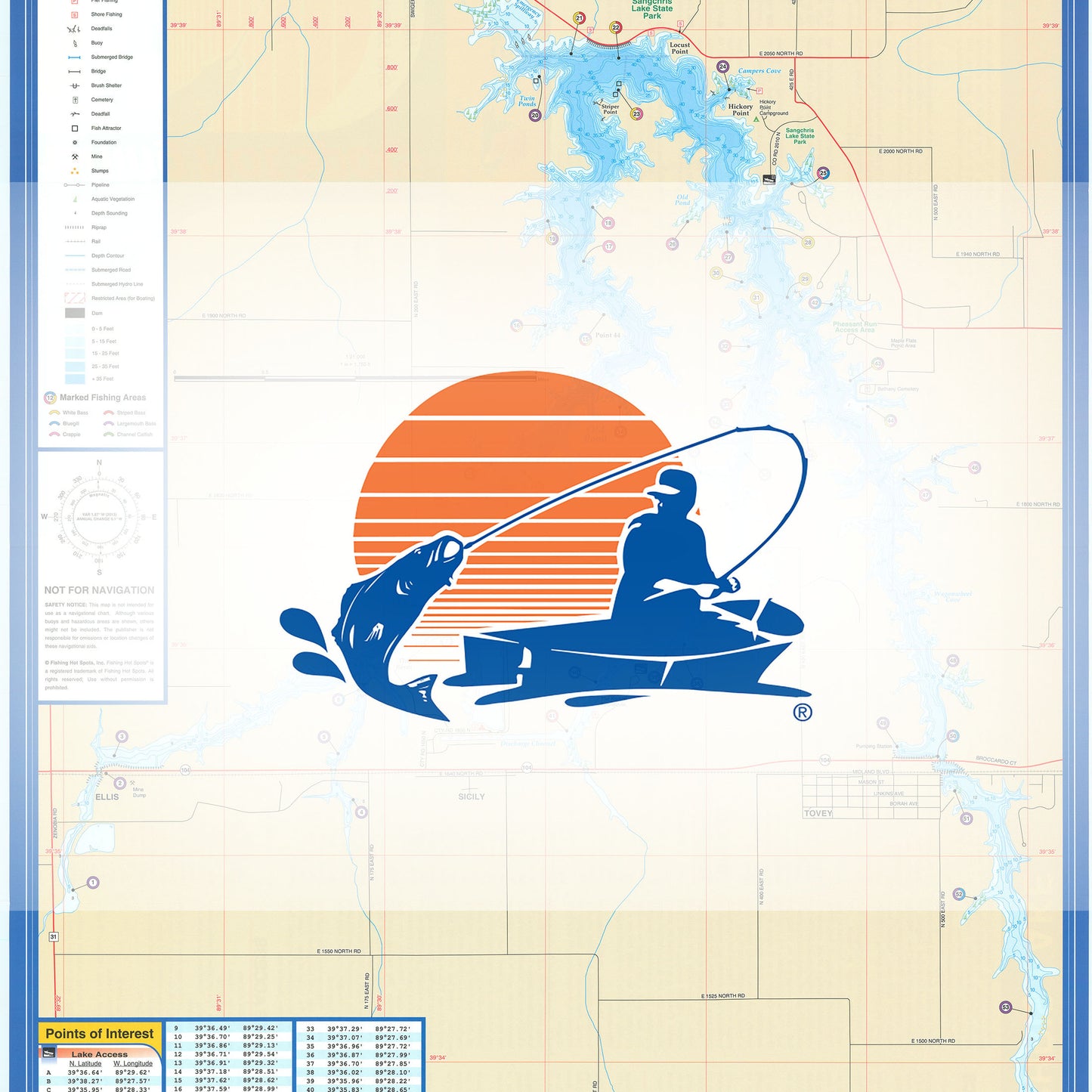 Sangchris Lake Fishing Map