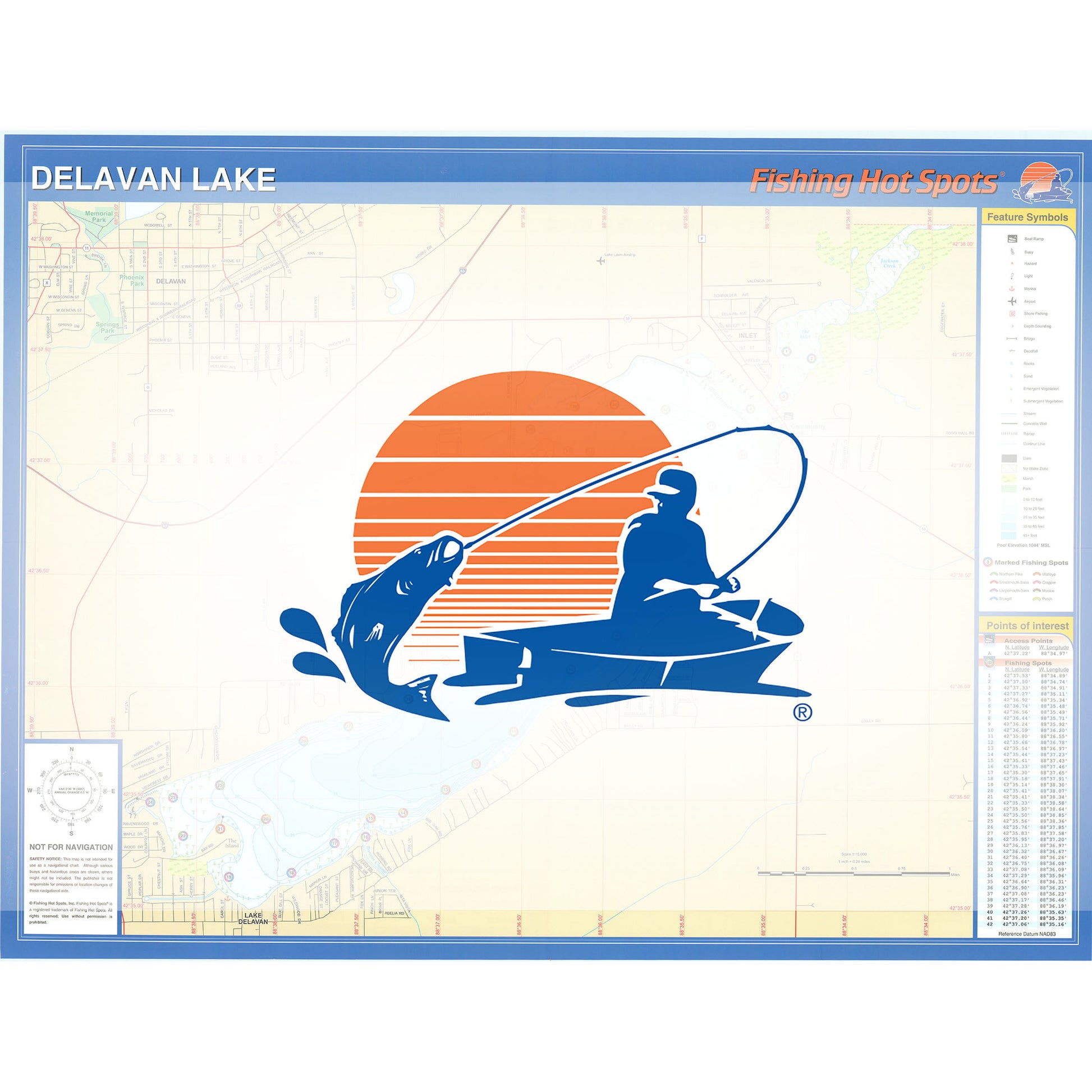 Delavan Lake (Walworth Co) Fishing Map
