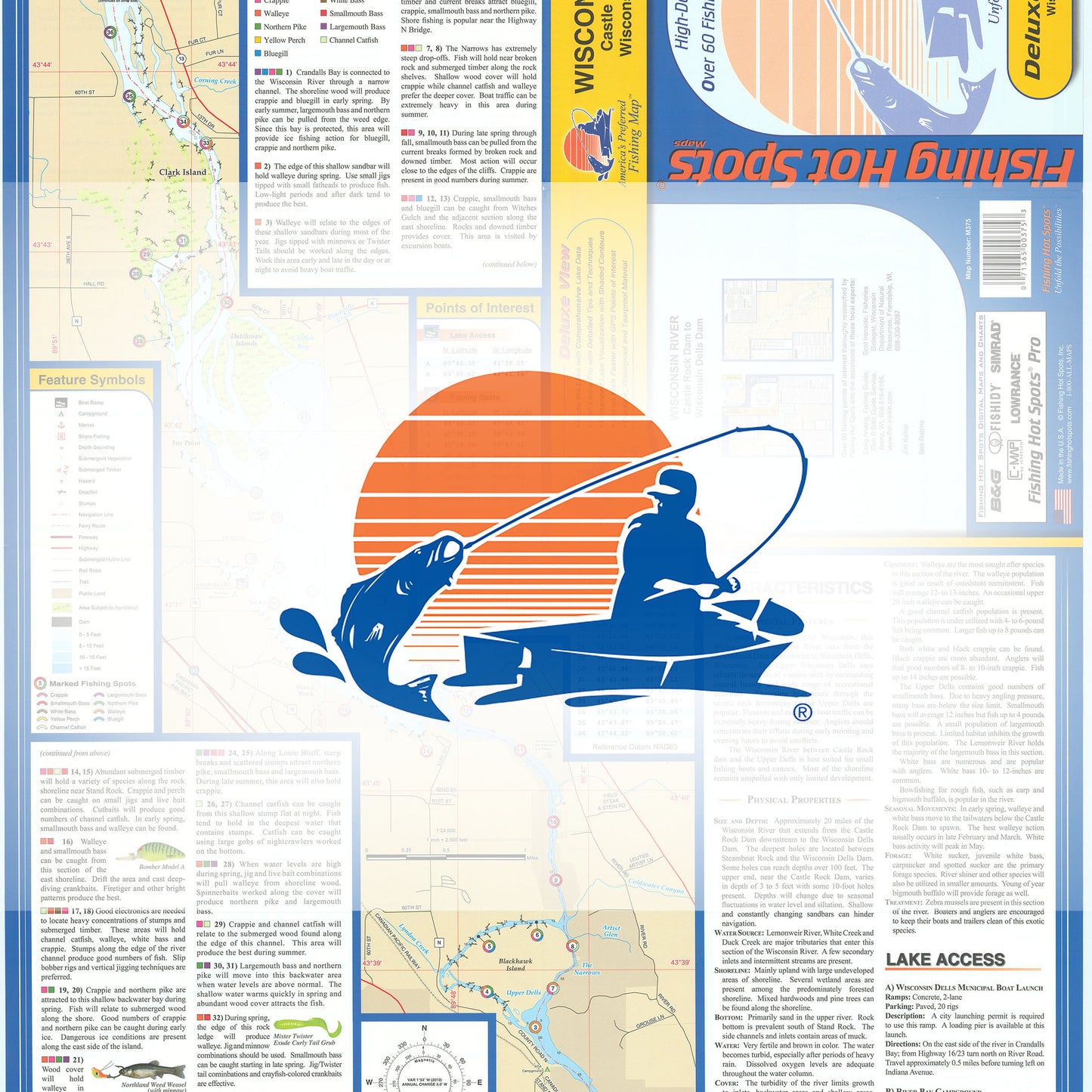 Wisconsin River-Castle Rock Dam to Wisconsin Dells Dam (Juneau/Adams Co) Fishing Map