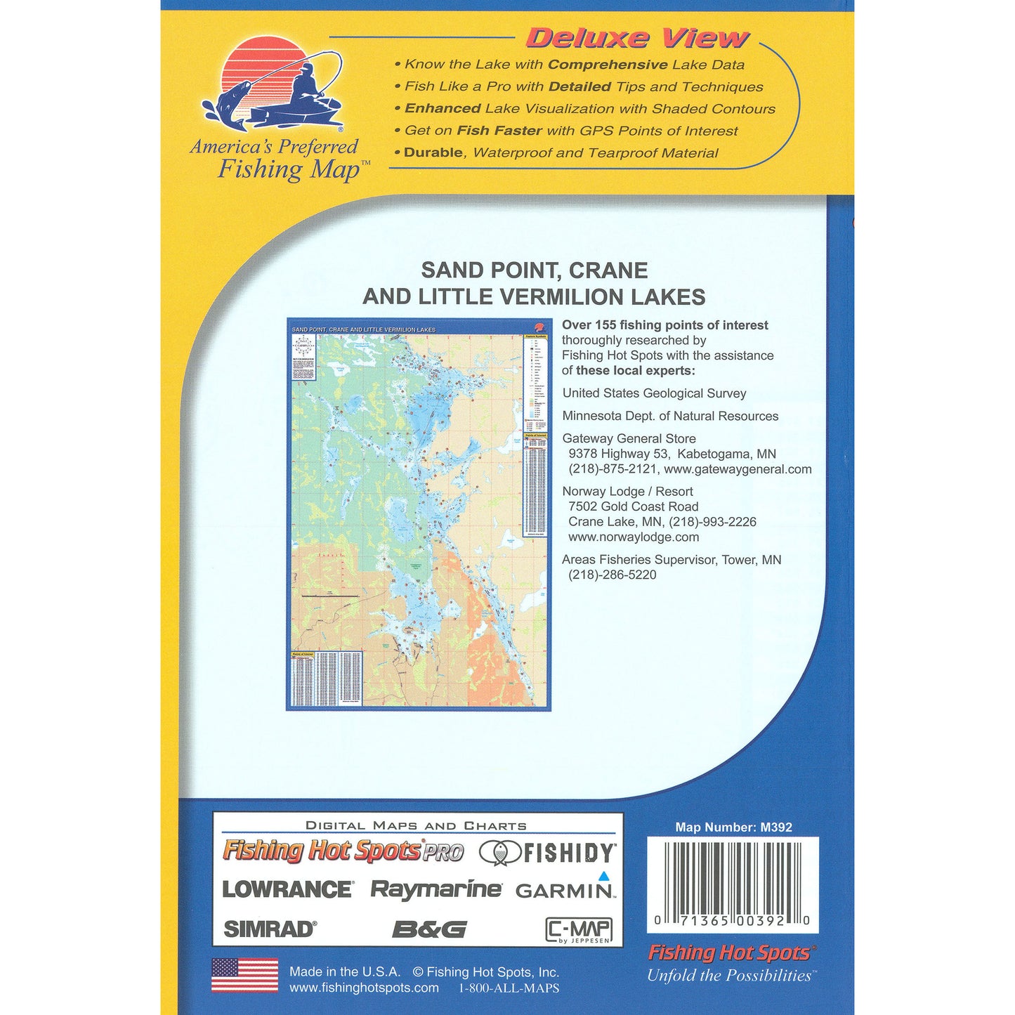 Sand Point, Crane, and Little Vermilion Lakes Fishing Map