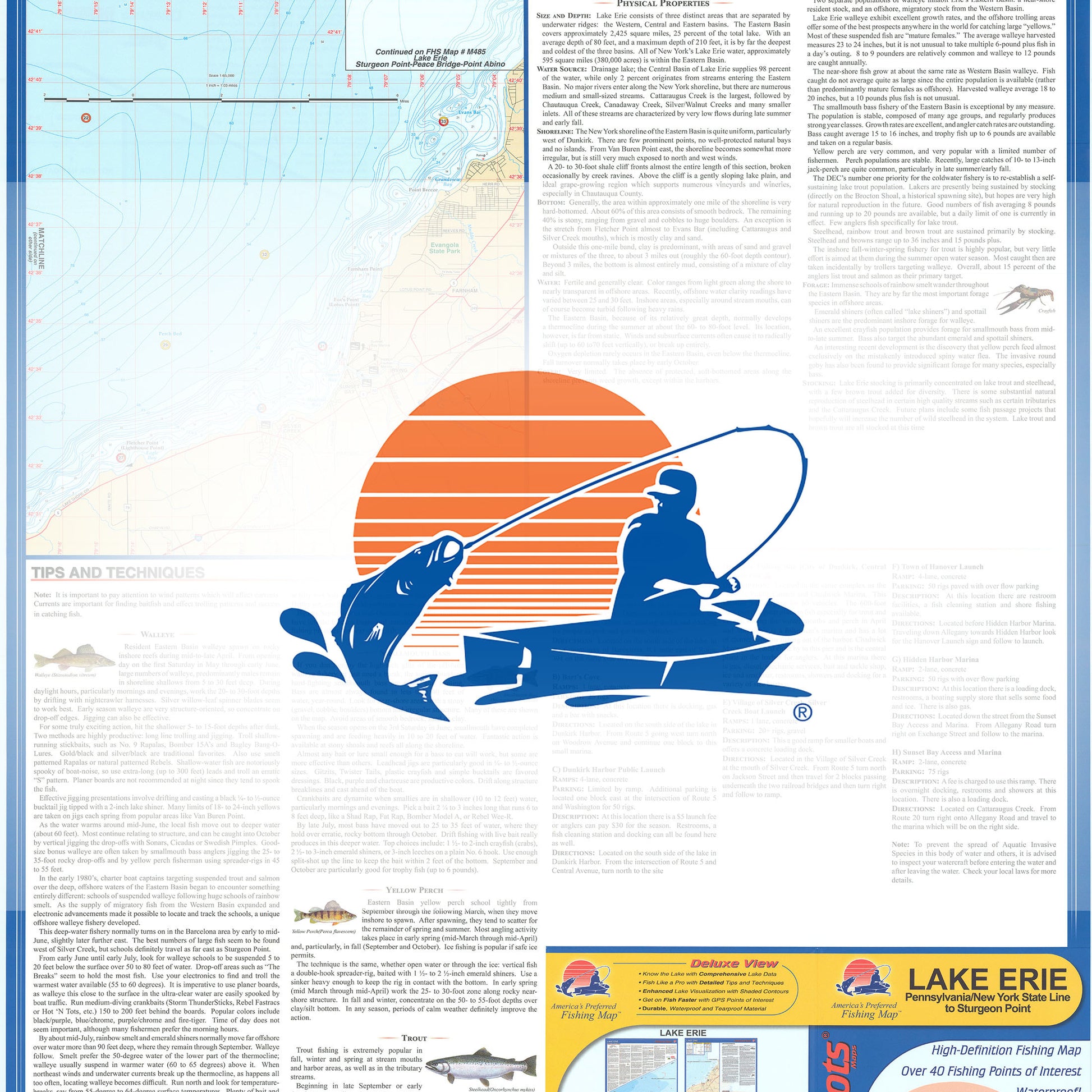 Lake Erie Fishing Map - Eastern Basin (NY/PA Line-Sturgeon Point)