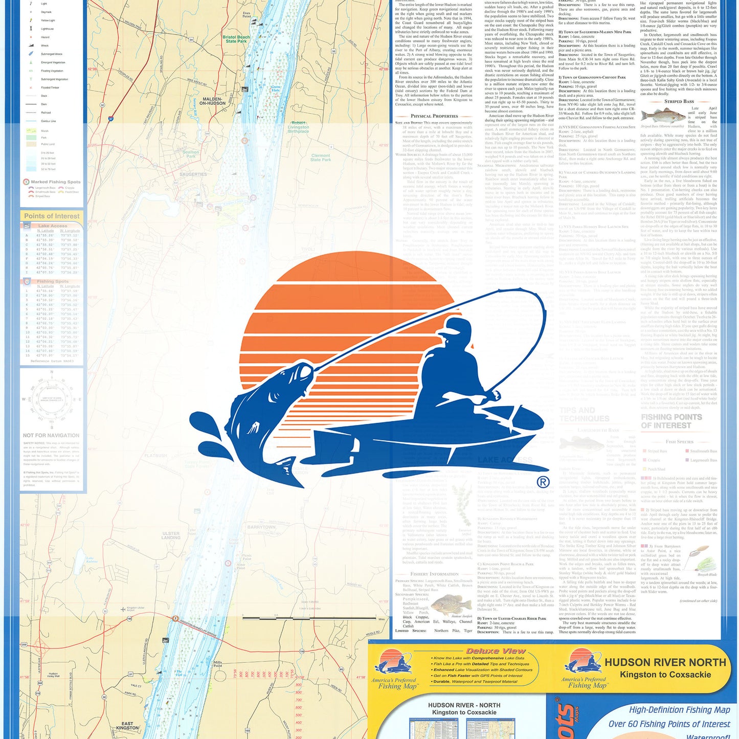Hudson River-North (Kingston-Coxsackie) Fishing Map