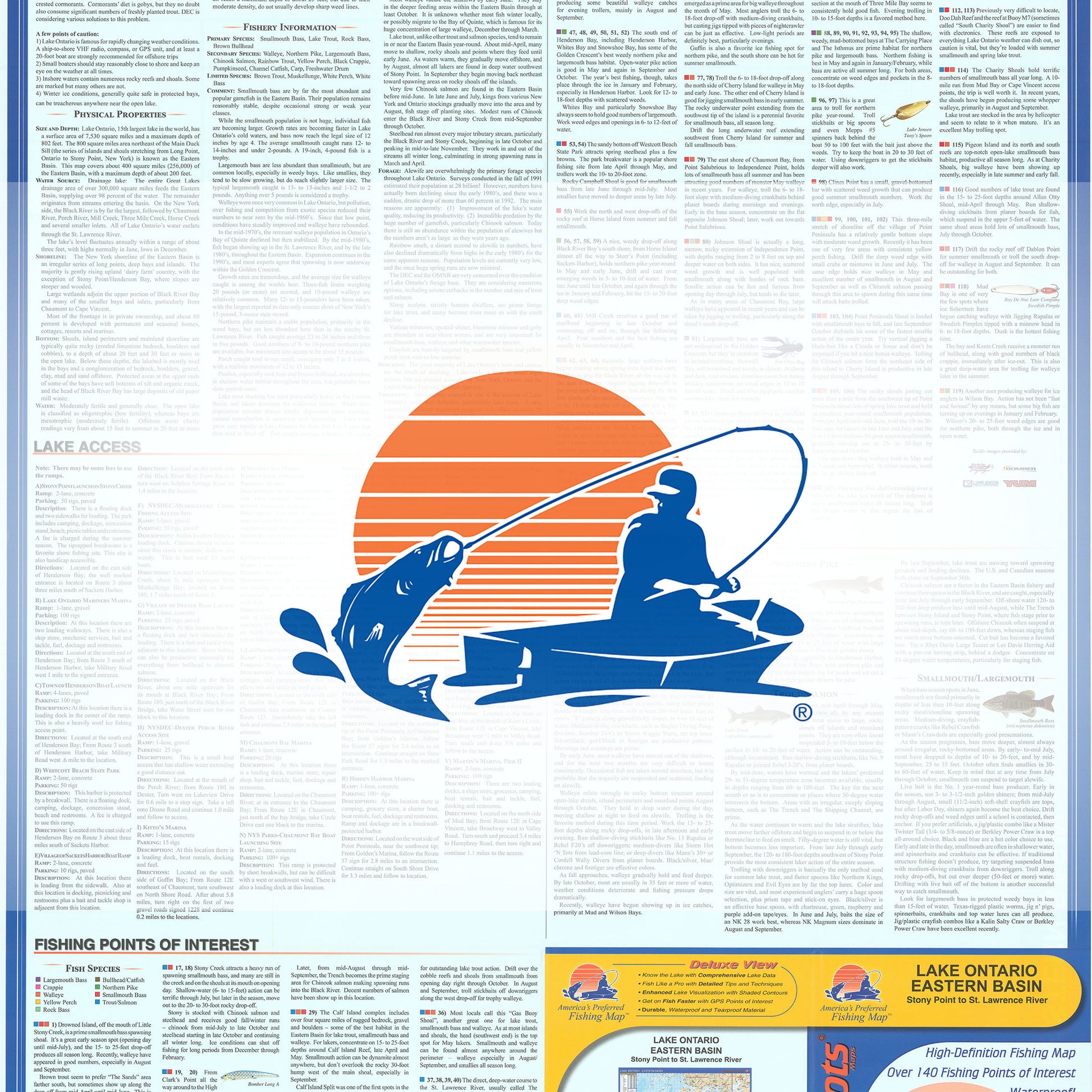 Lake Ontario Fishing Map (Stony Point to St. Lawrence River) Fishing Map