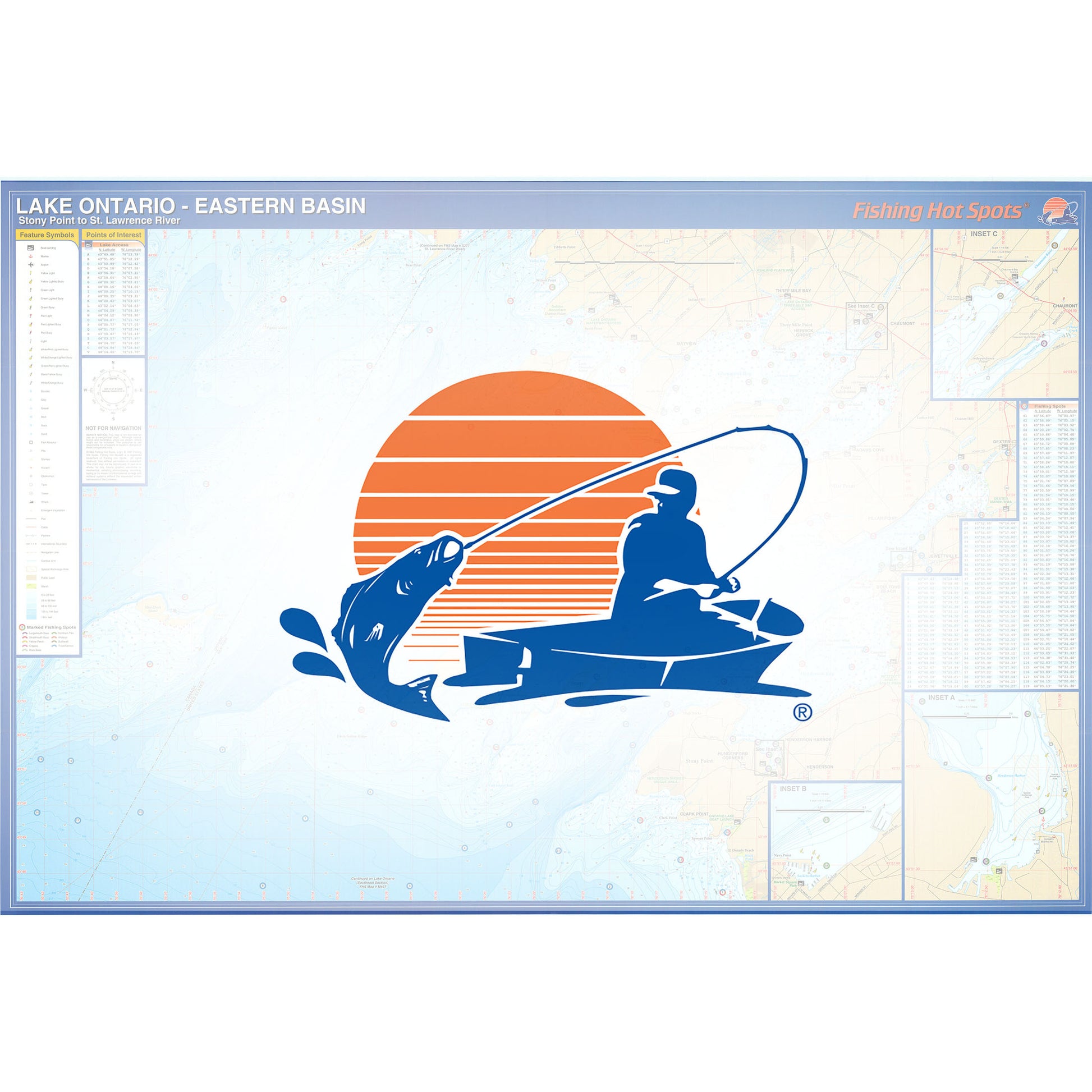 Lake Ontario Fishing Map (Stony Point to St. Lawrence River) Fishing Map
