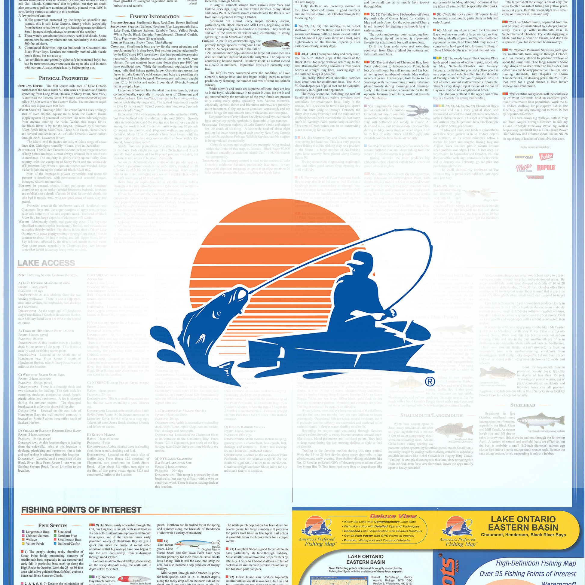 Lake Ontario Fishing Map (Chaumont Fishing Map, Henderson Fishing Map, Black River Bays)