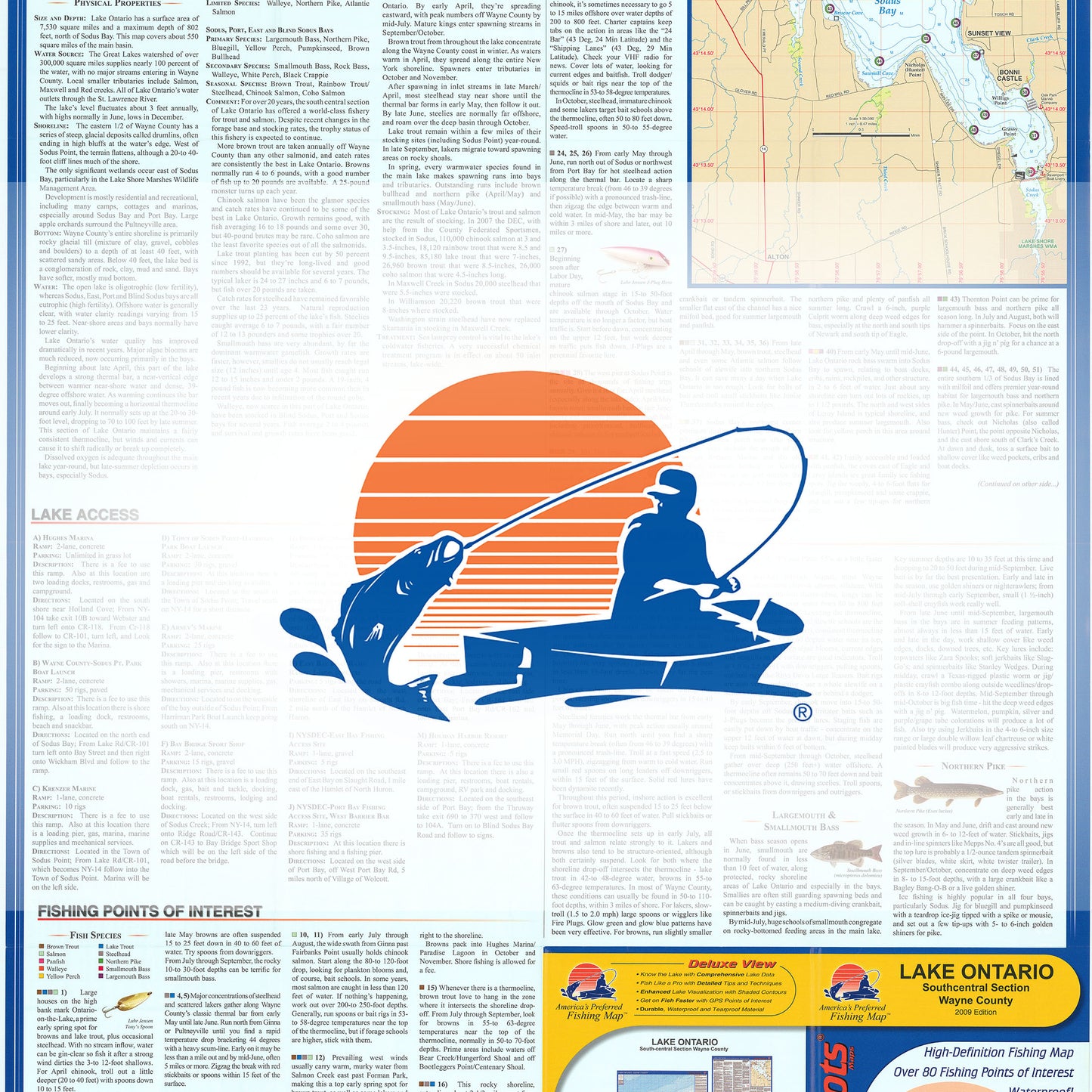 Lake Ontario, Southcentral Section Fishing Map, Wayne County