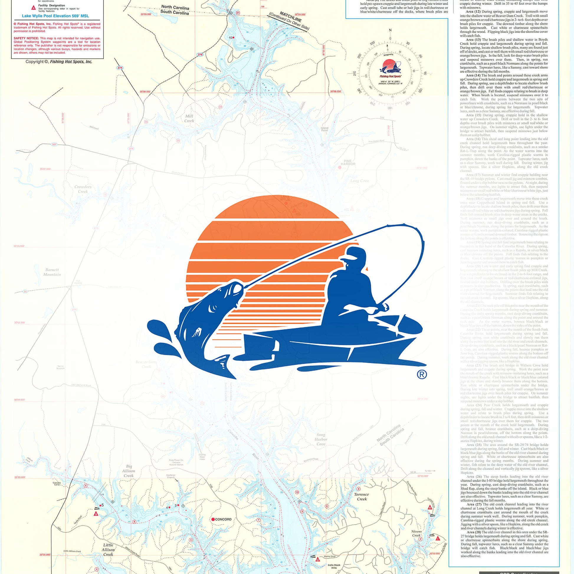 Lake Wylie Fishing Map (NC/SC)
