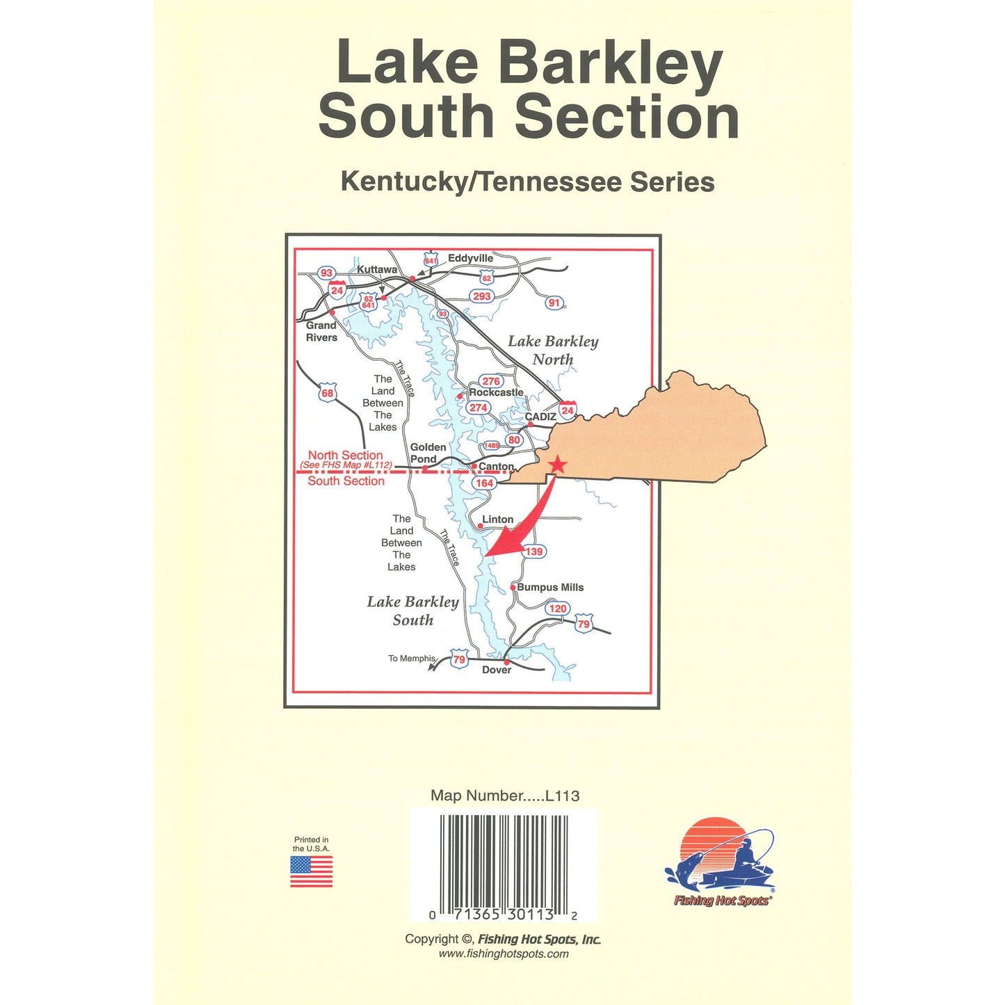 Lake Barkley South Fishing Map (Hwy 68 Bridge to Dover - TN/KY)