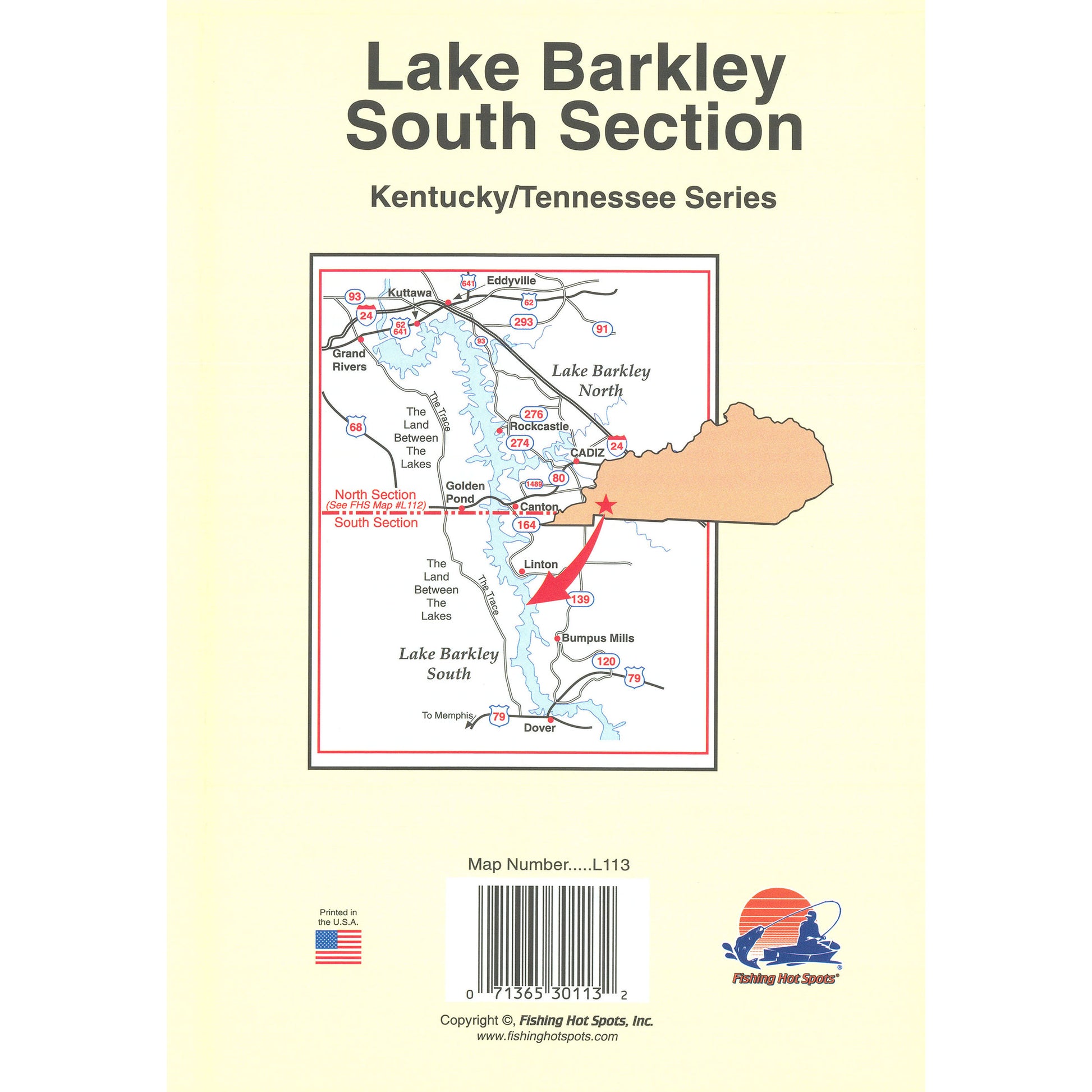 Lake Barkley South Fishing Map (Hwy 68 Bridge to Dover - TN/KY)