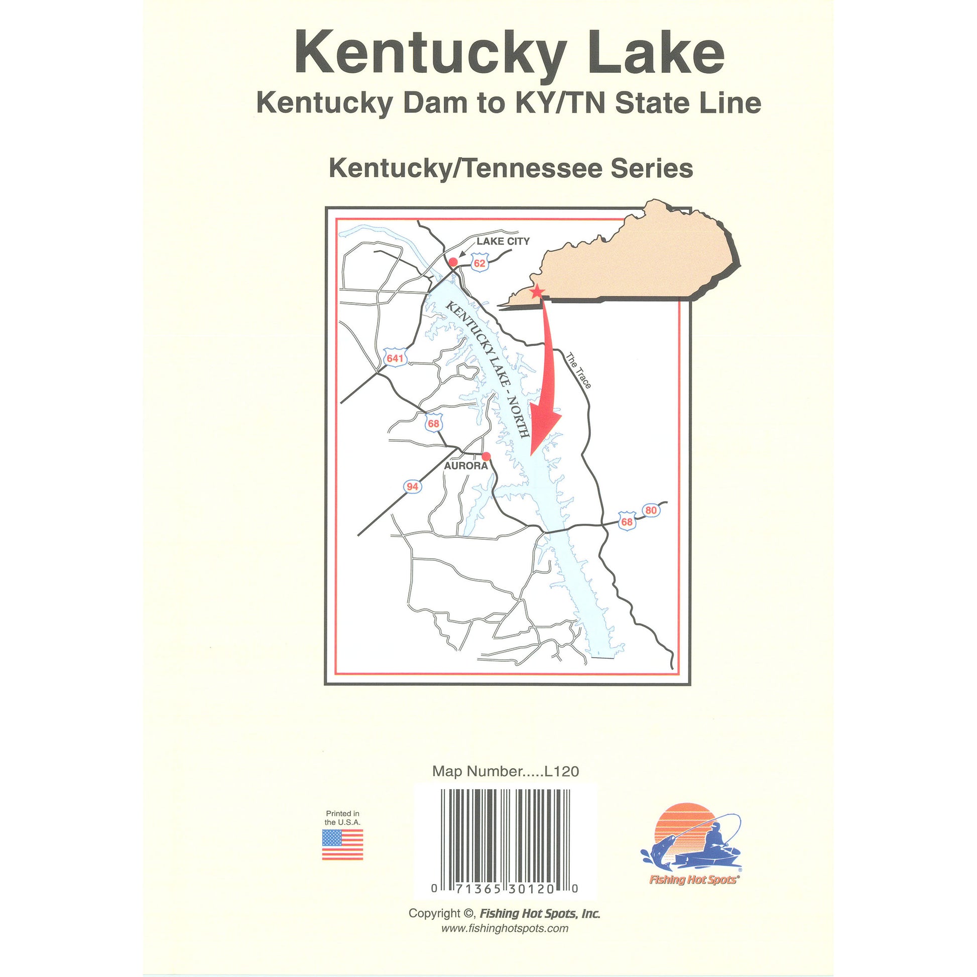 Kentucky Lake-North (Kentucky Dam to KY/TN Line) Fishing Map