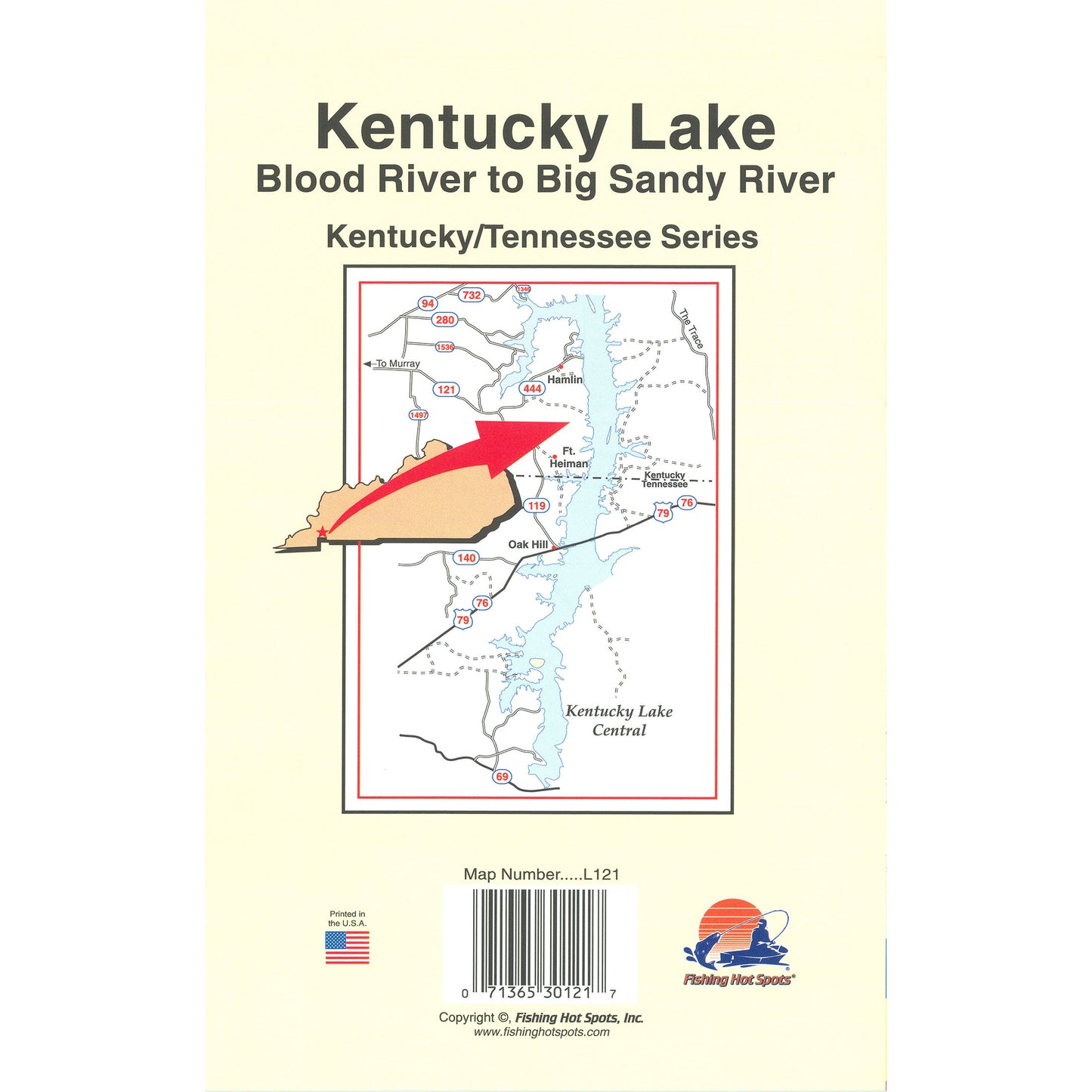 Kentucky Lake-Central (Blood River to Big Sandy - TN/KY) Fishing Map
