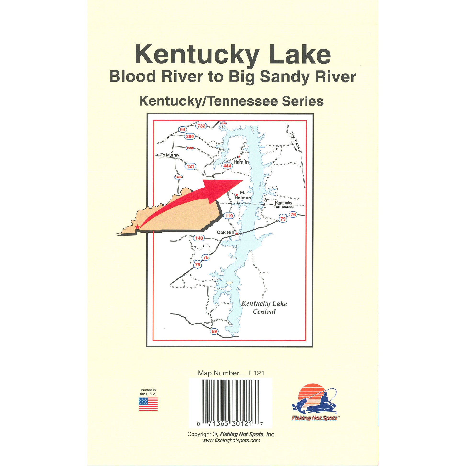 Kentucky Lake-Central (Blood River to Big Sandy - TN/KY) Fishing Map