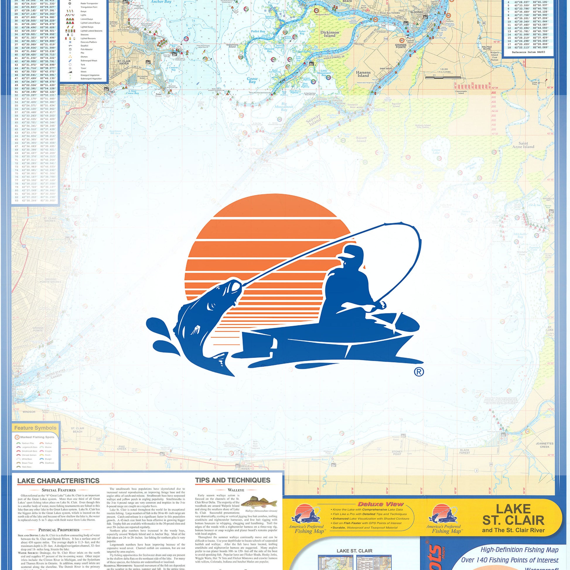 Lake St. Clair/St. Clair River Fishing Map (MI/ONT)