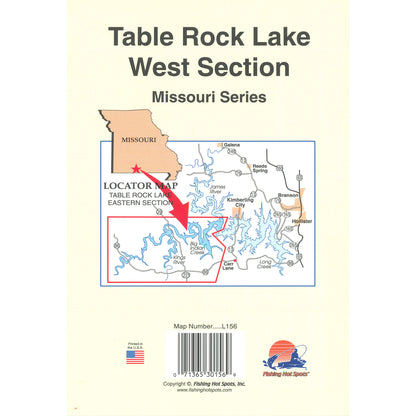 Table Rock Lake-West (James River Mouth to Beaver Dam) Fishing Map