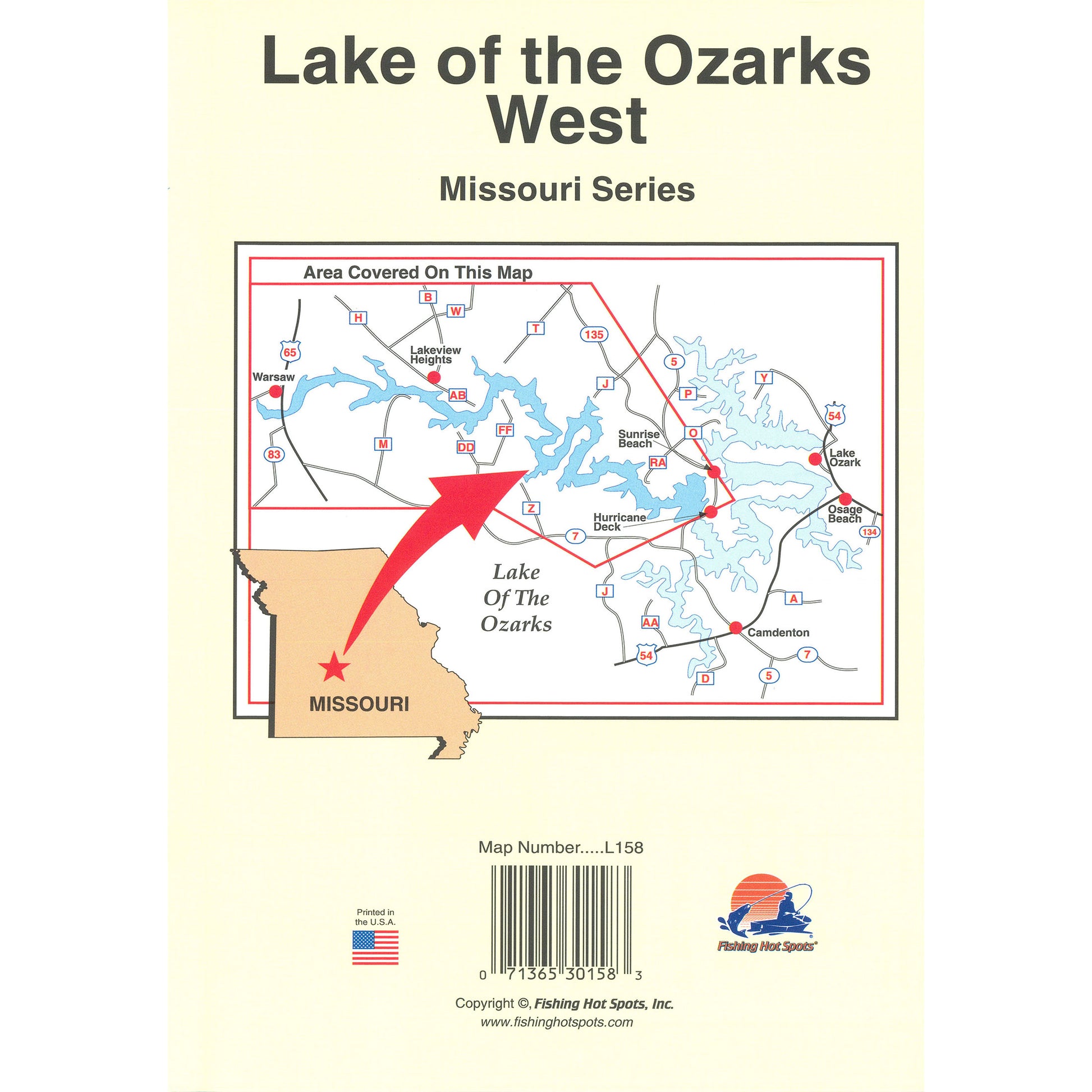 Lake of the Ozarks-West (Truman Dam to Hurricane Deck Bridge) Fishing Map
