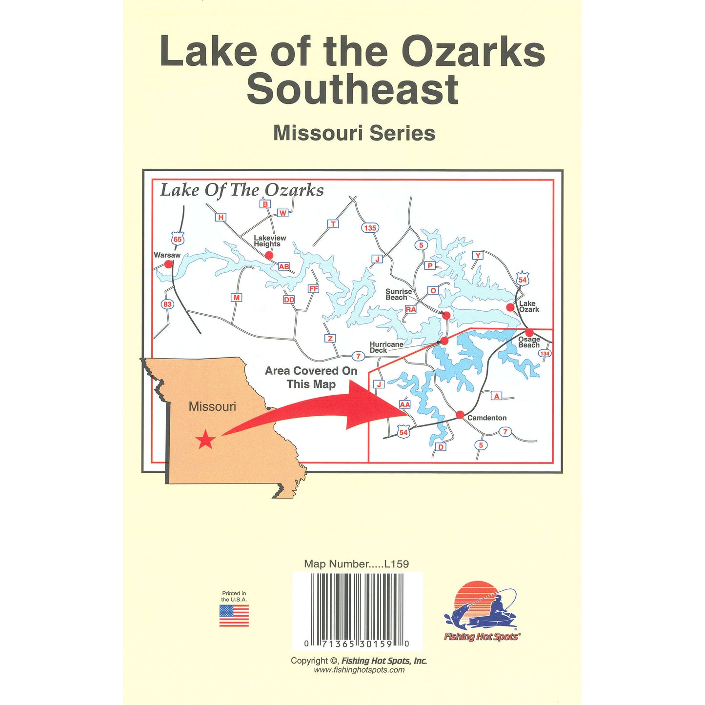 Lake of the Ozarks-Southeast (Hurricane Deck to Milemarker 17) Fishing Map