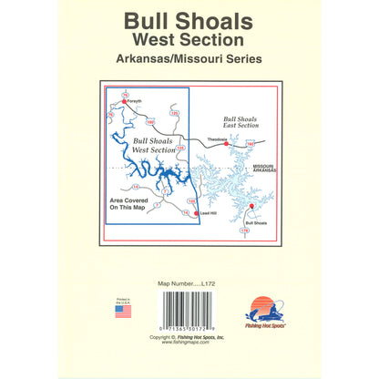 Bull Shoals-West (Hwy 125 to Taneycomo Dam - AR/MO) Fishing Map