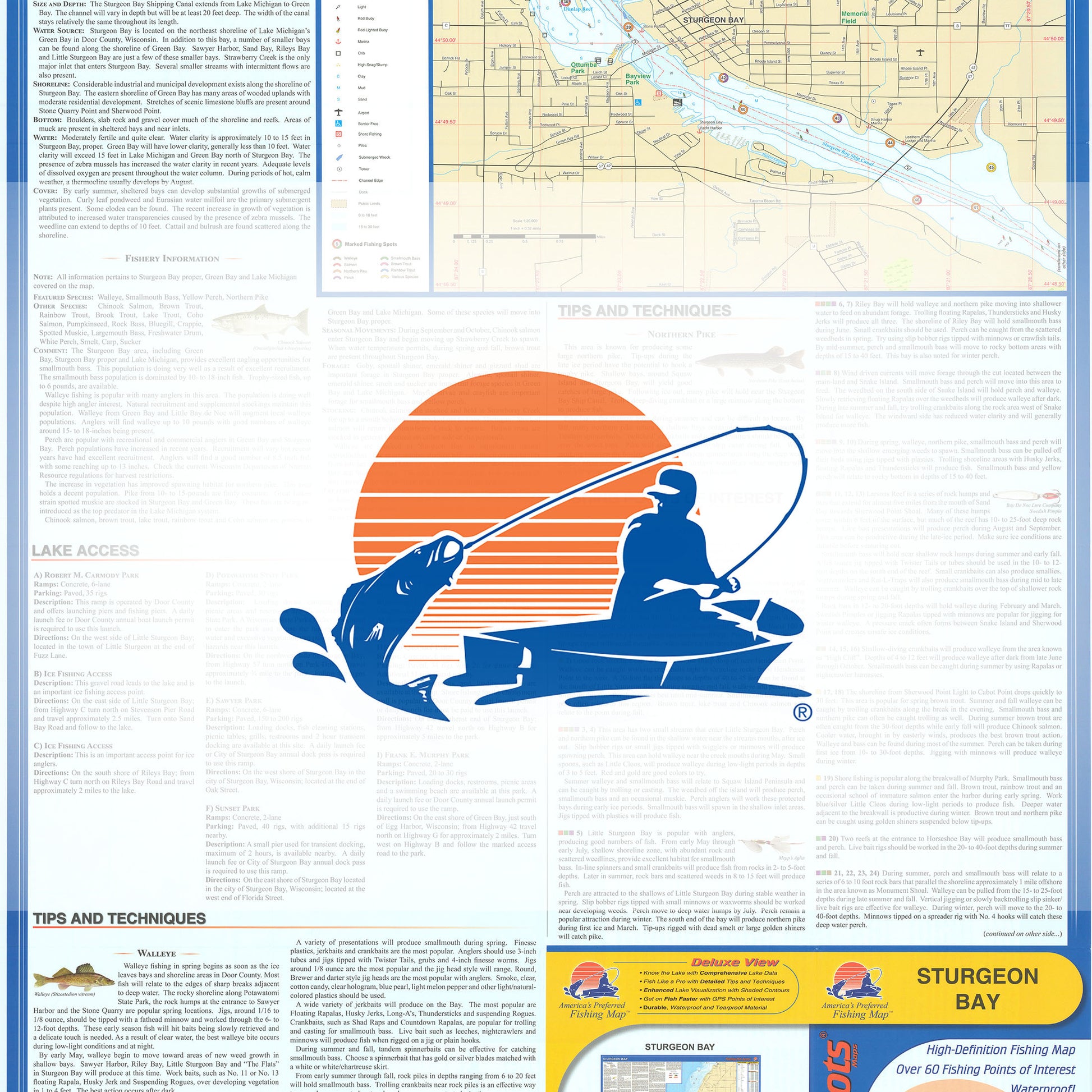Sturgeon Bay, Lake Michigan Fishing Map (Door Co)